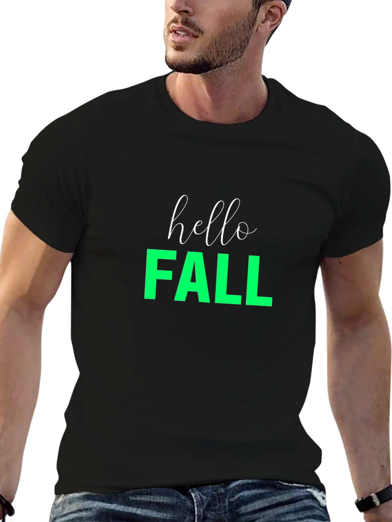 Hello Fall Graphic Tee - Black Casual T-Shirt