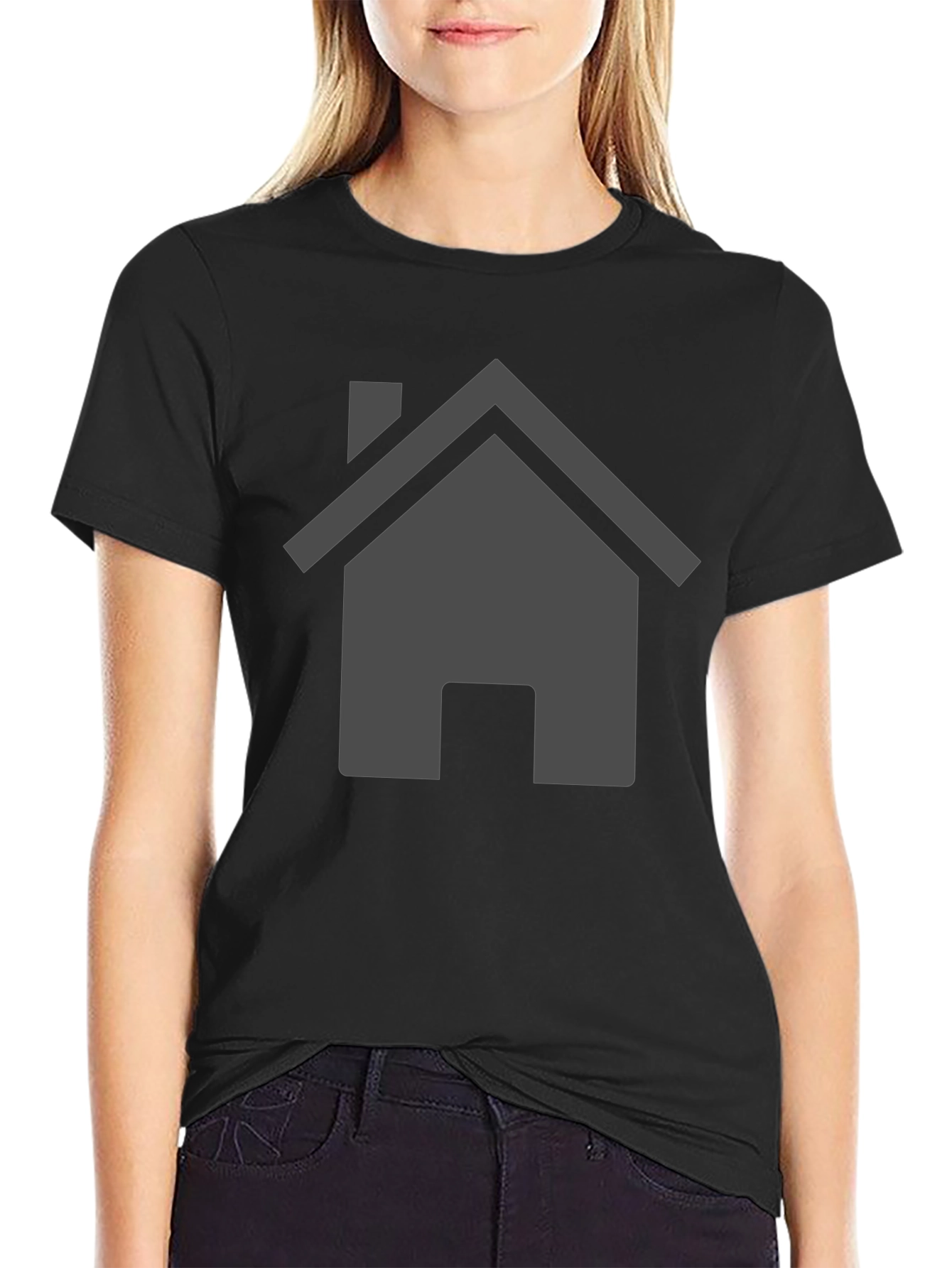 Minimalist Home Icon Black T-Shirt