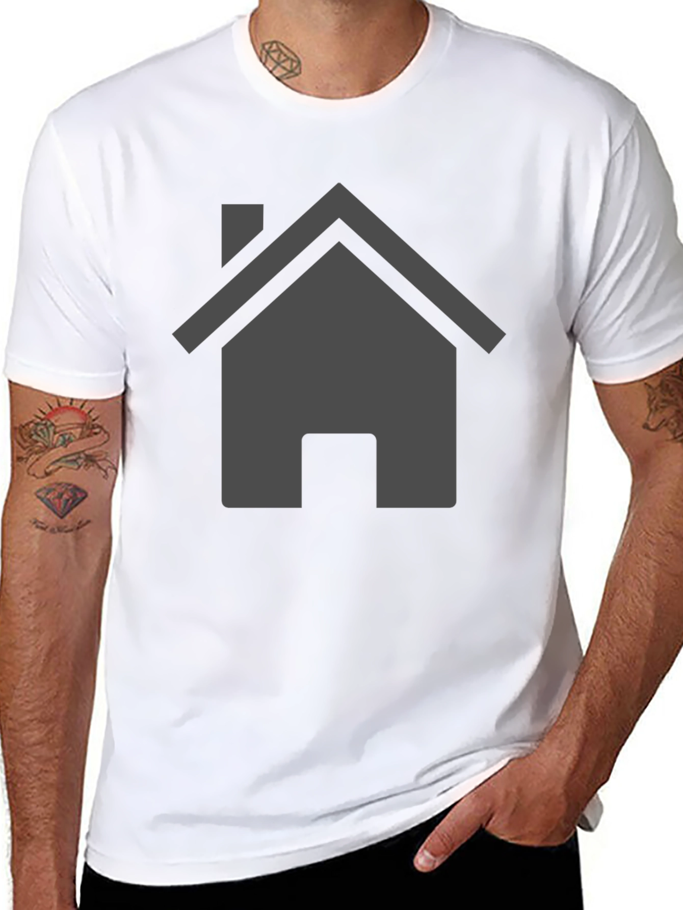 Minimalist Home Icon Black T-Shirt
