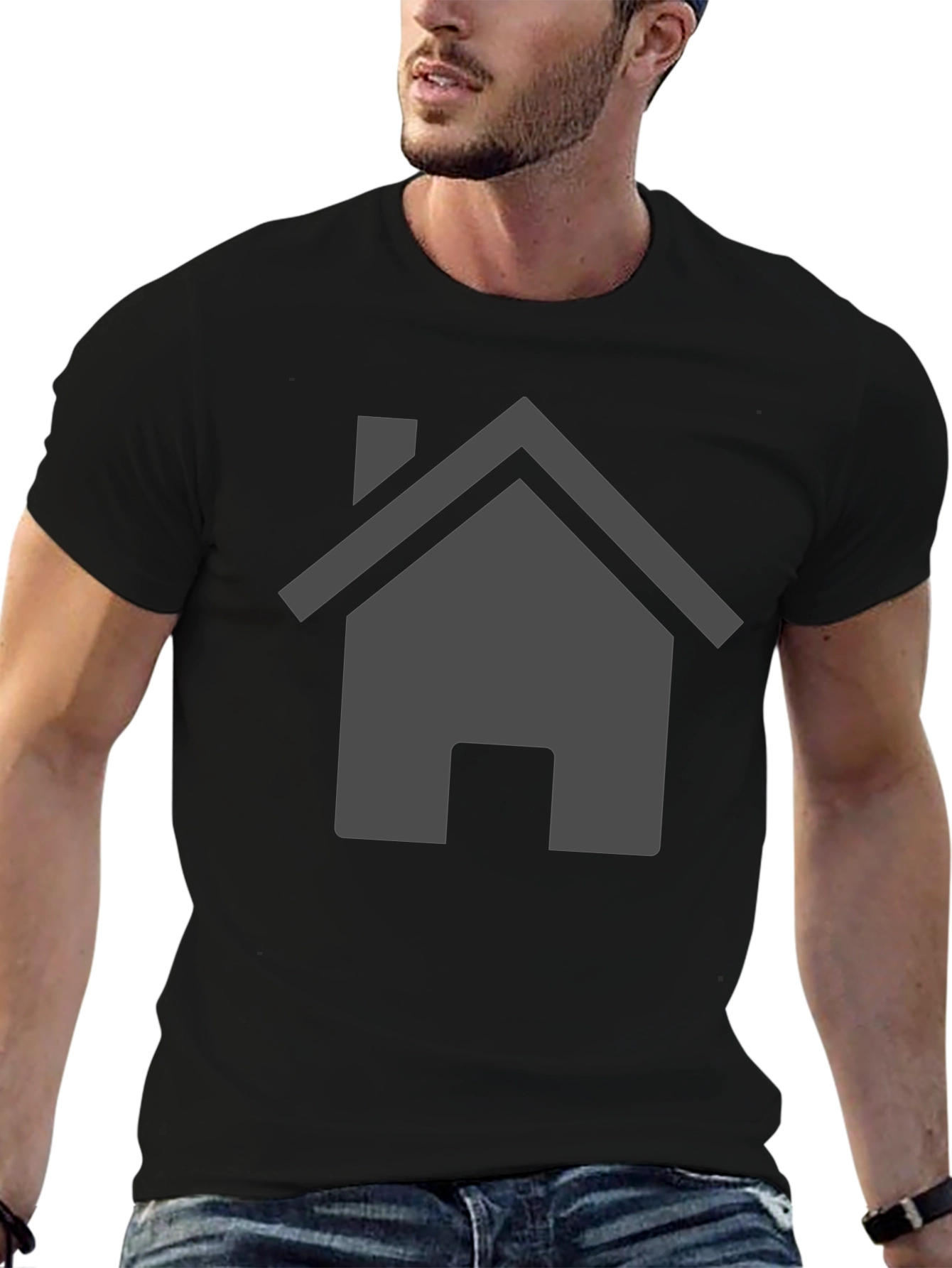 Minimalist Home Icon Black T-Shirt