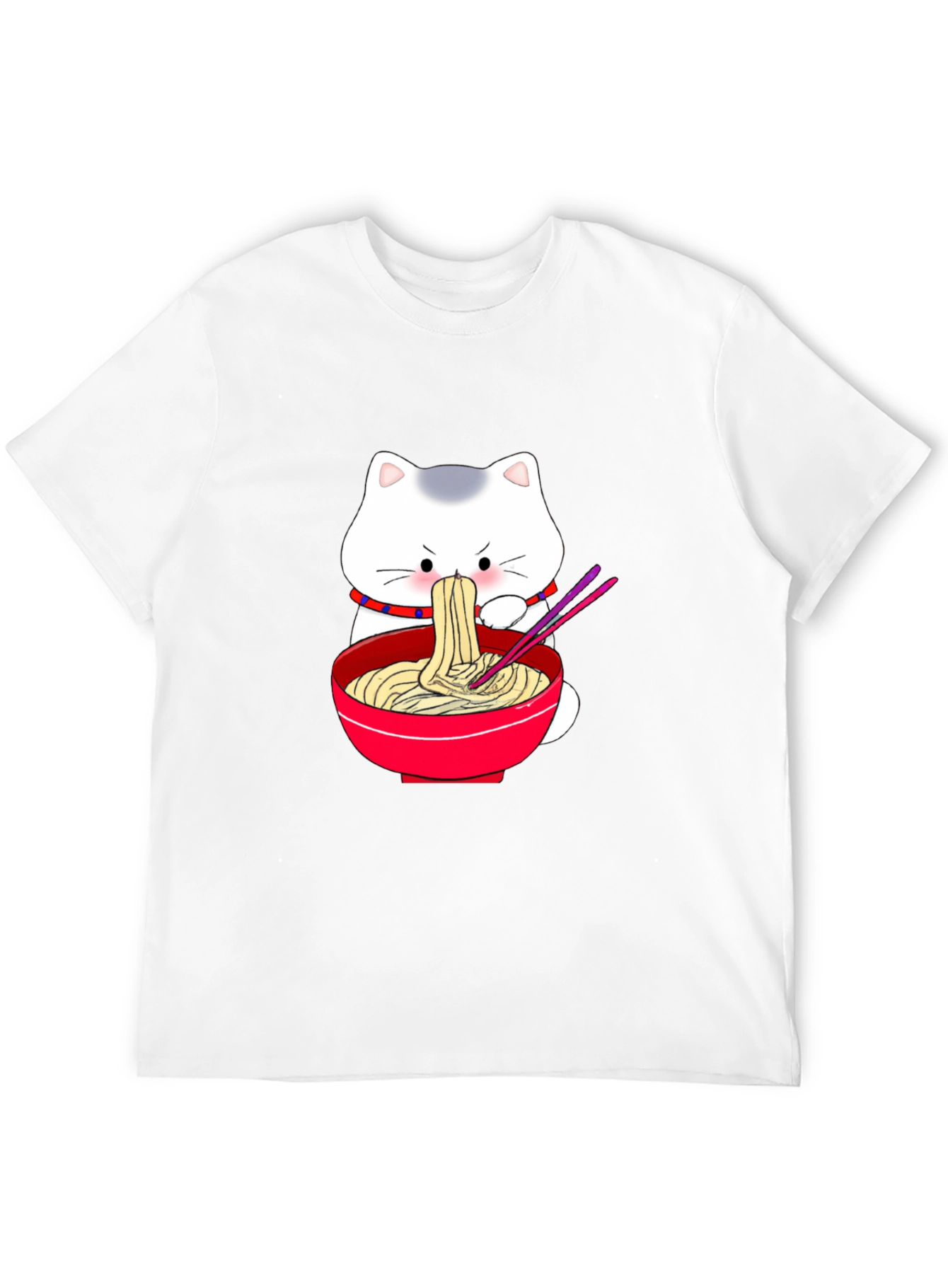 Cute Cat Ramen T-Shirt - Black Cartoon Graphic Tee
