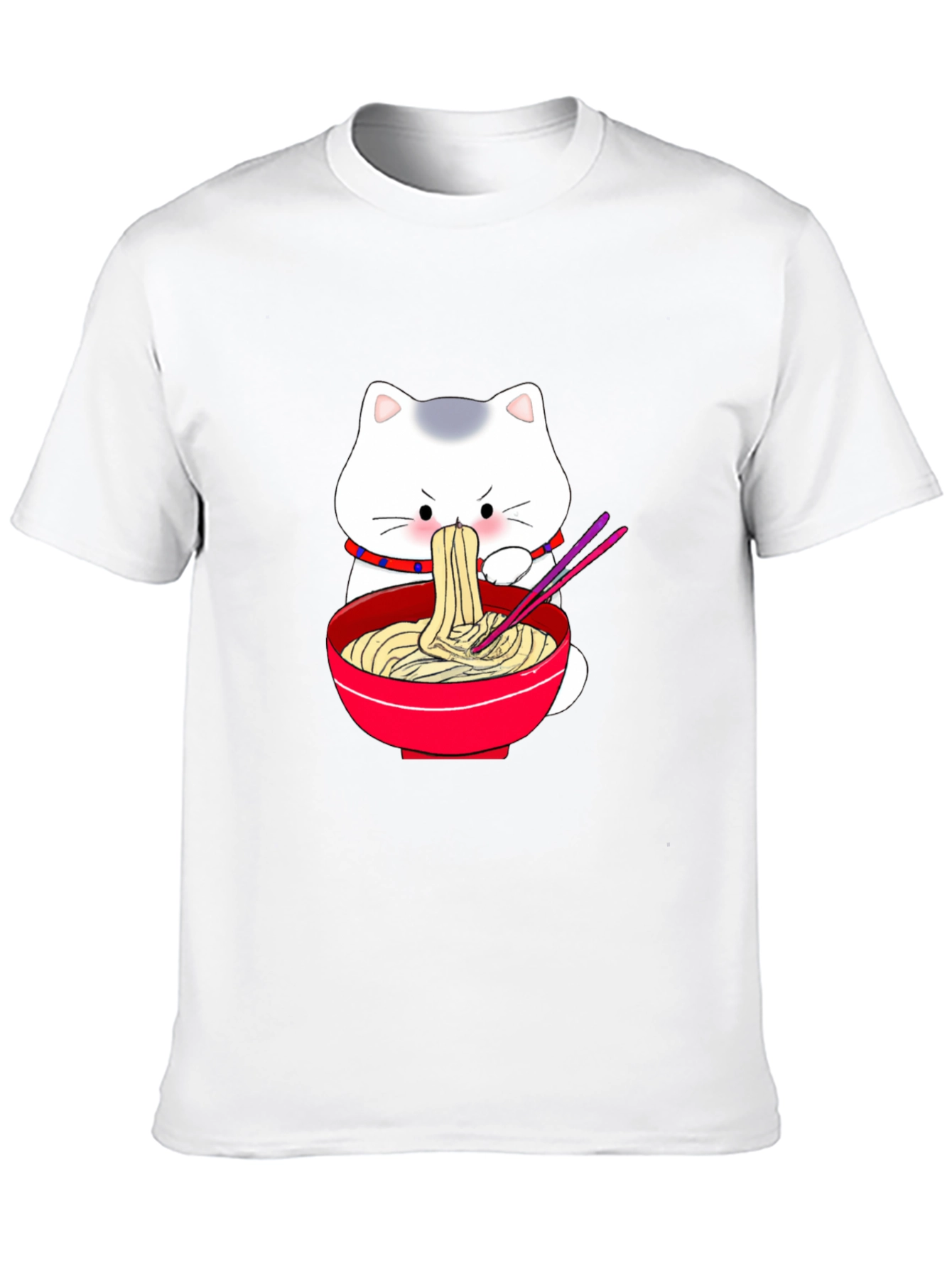 Cute Cat Ramen T-Shirt - Black Cartoon Graphic Tee