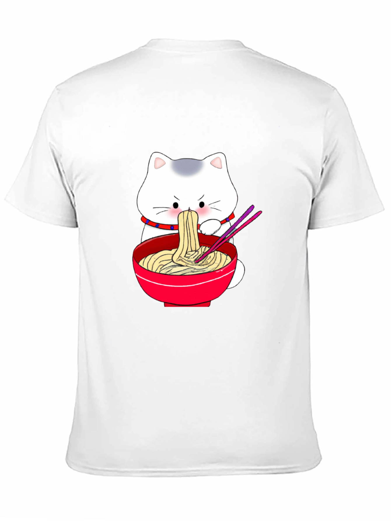 Cute Cat Ramen T-Shirt - Black Cartoon Graphic Tee