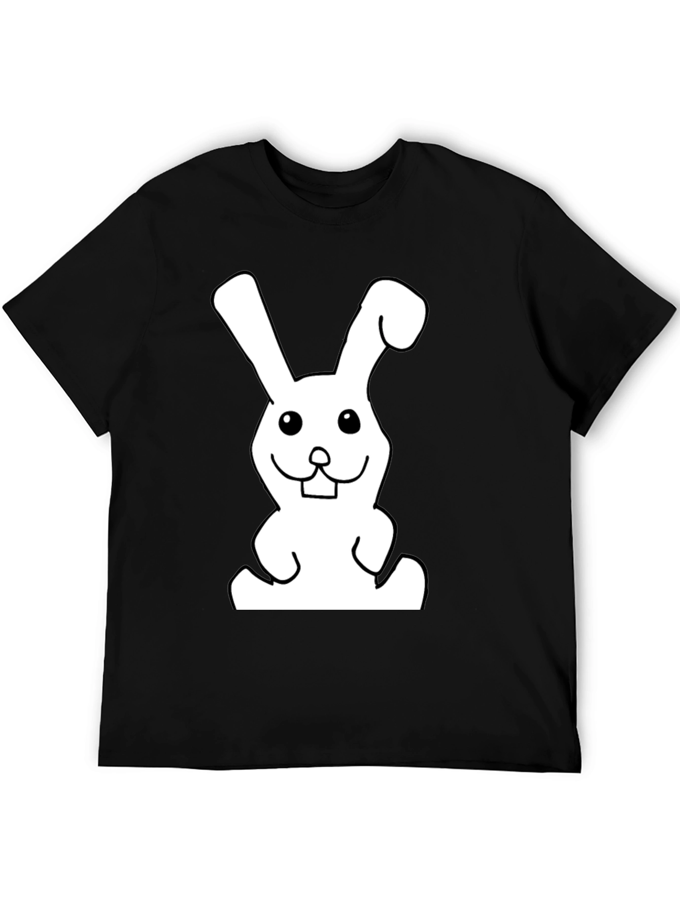 Black T-Shirt with Funny Rabbit Graphic