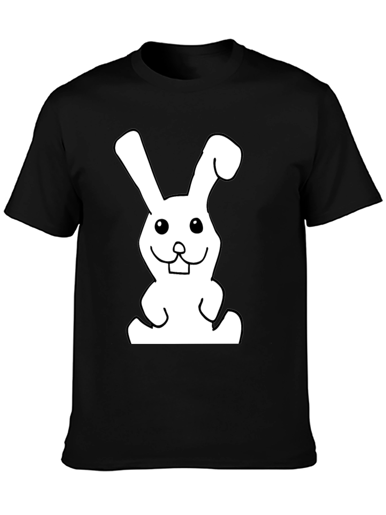 Black T-Shirt with Funny Rabbit Graphic