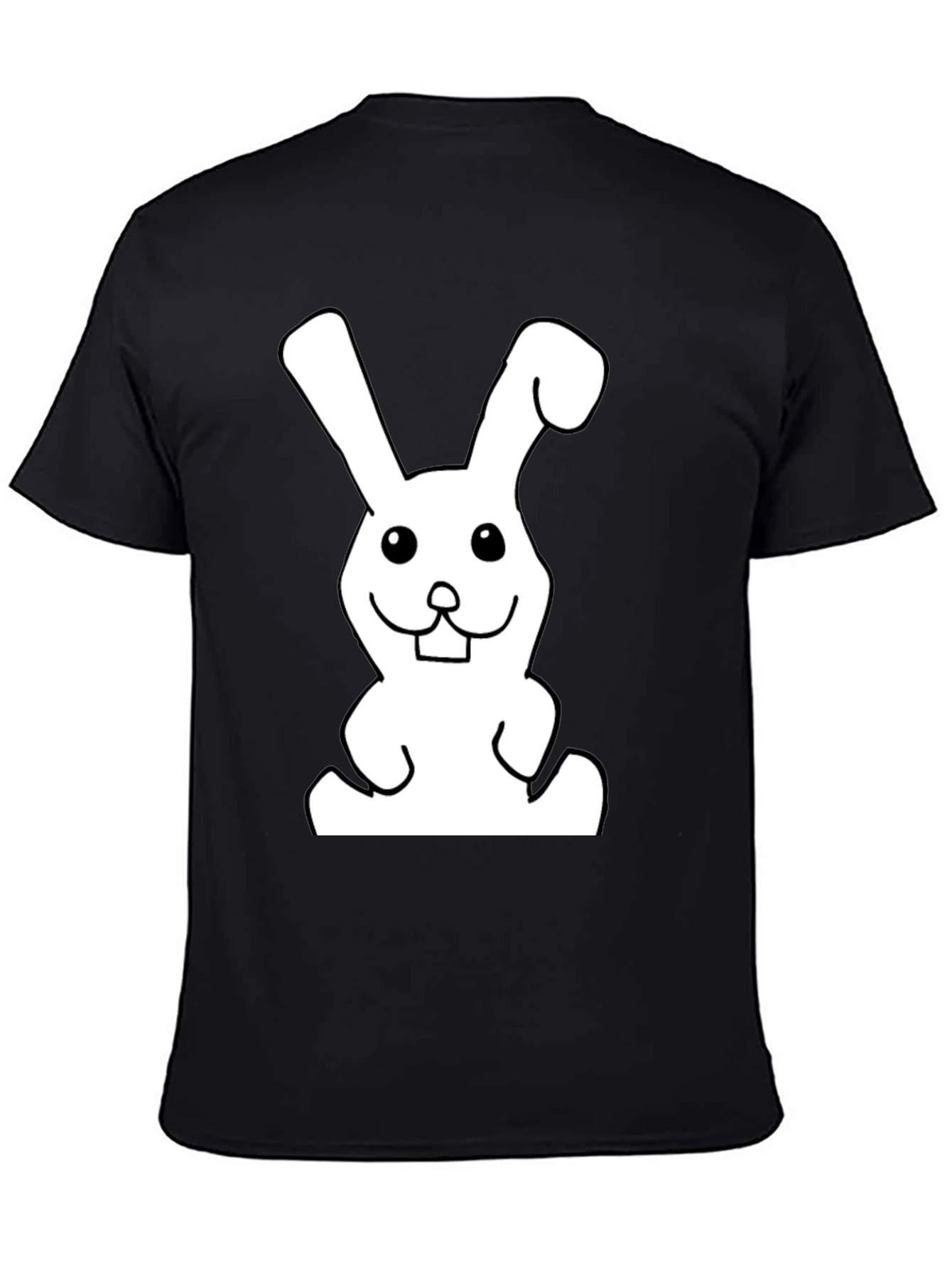 Black T-Shirt with Funny Rabbit Graphic