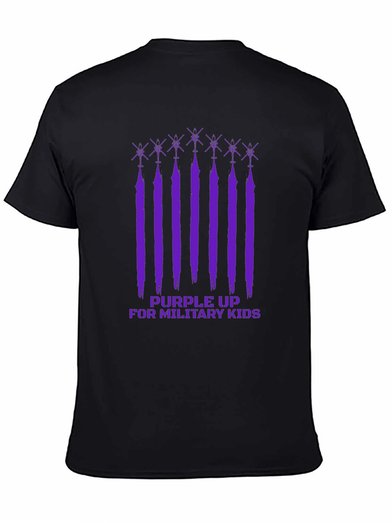 Purple Up Military Kids Black T-Shirt