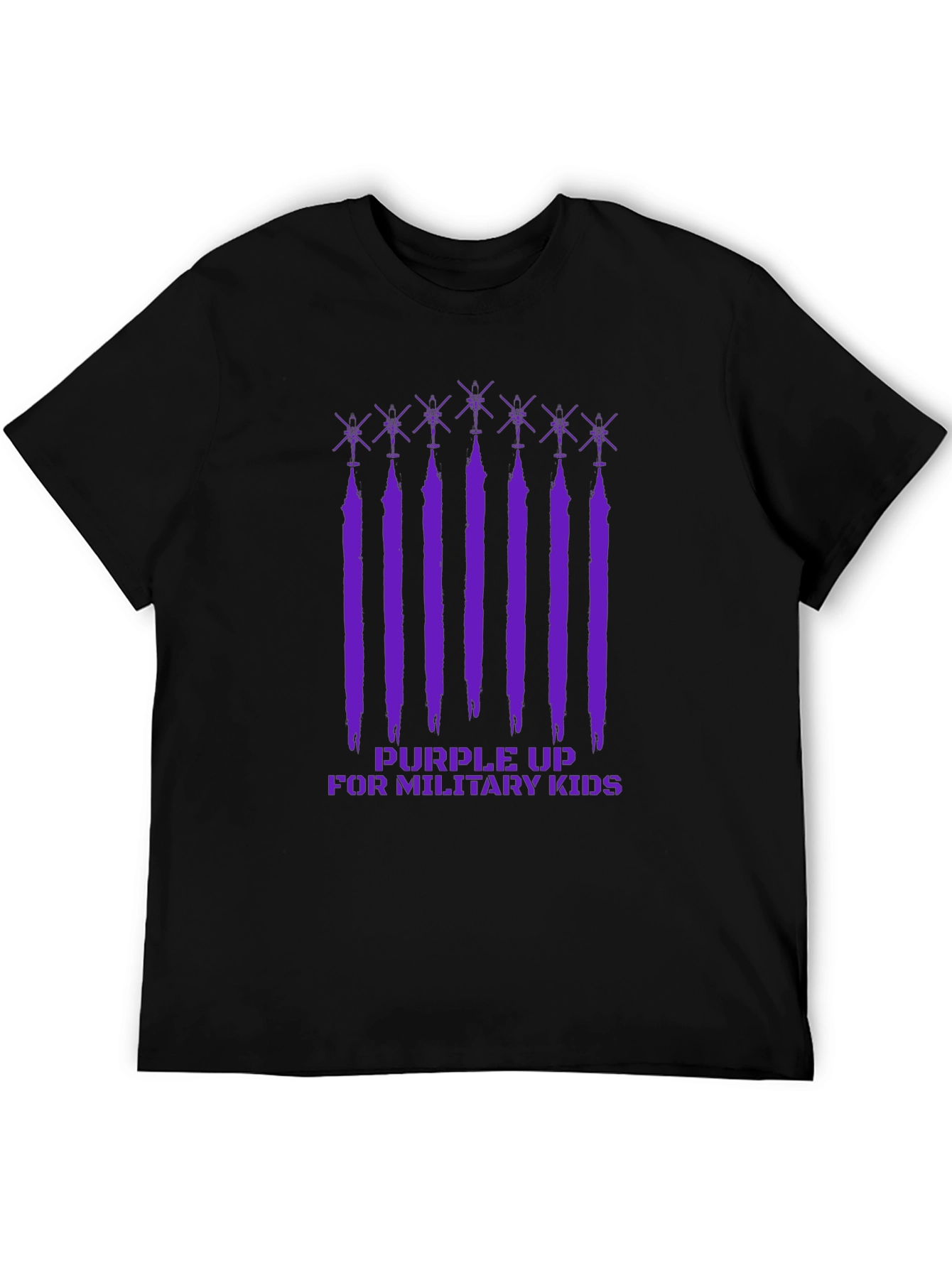 Purple Up Military Kids Black T-Shirt
