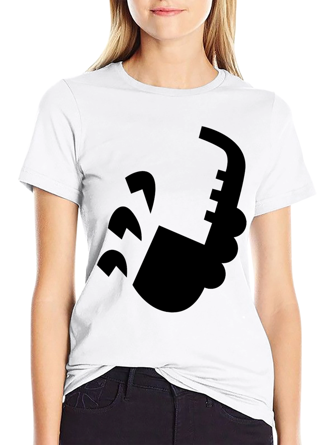 Saxophone Graphic Tee - Black Cotton T-Shirt