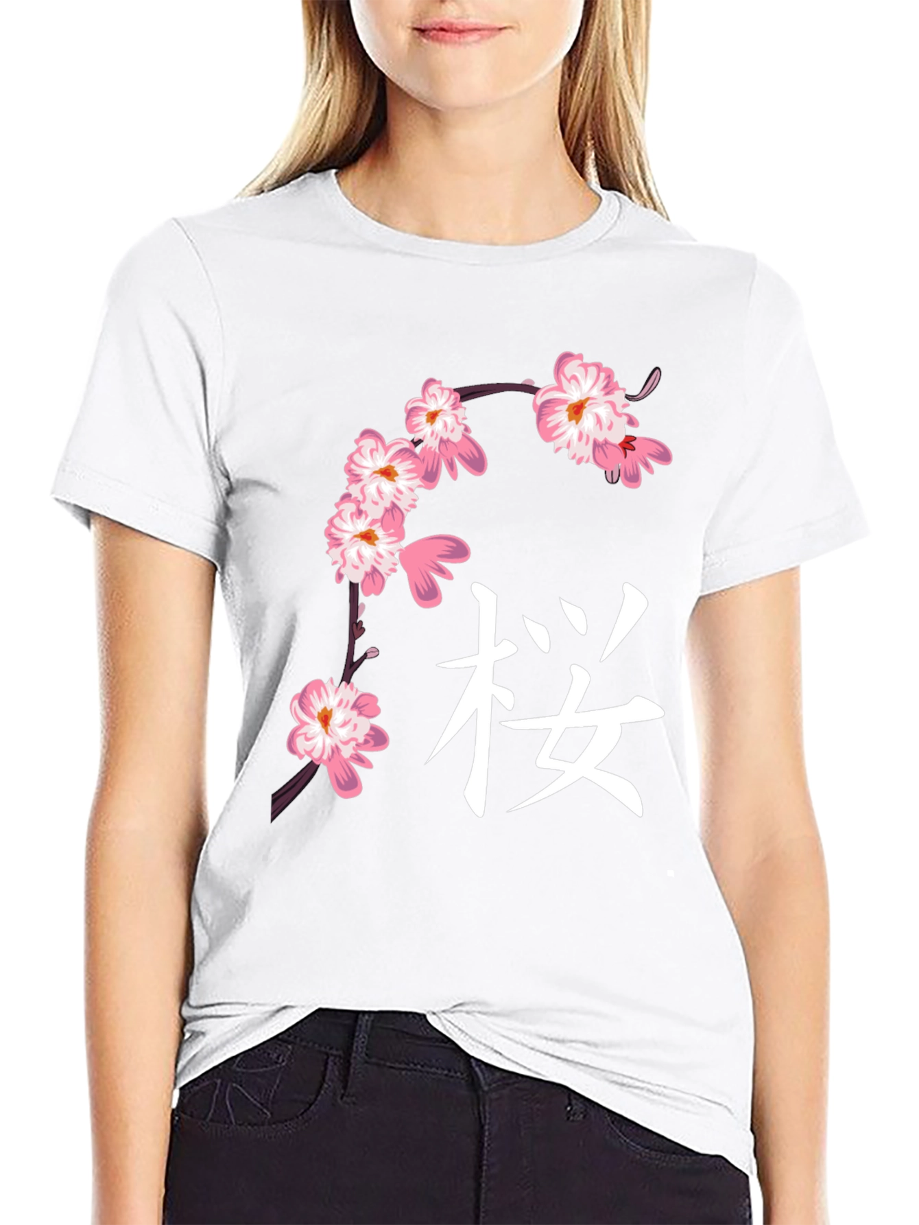 Black Cherry Blossom Graphic T-Shirt