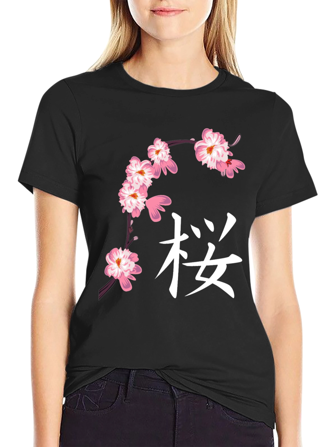 Black Cherry Blossom Graphic T-Shirt