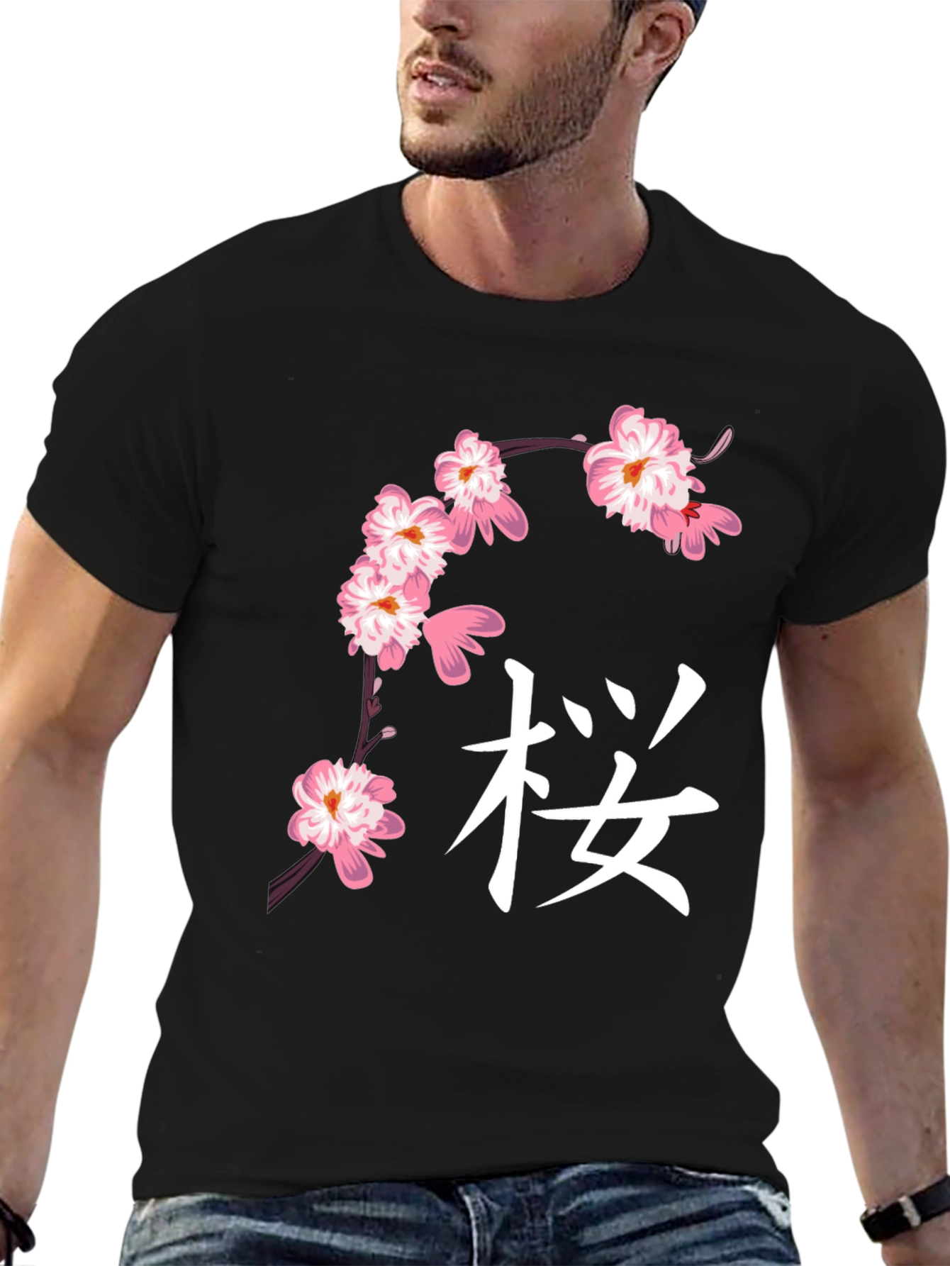 Black Cherry Blossom Graphic T-Shirt