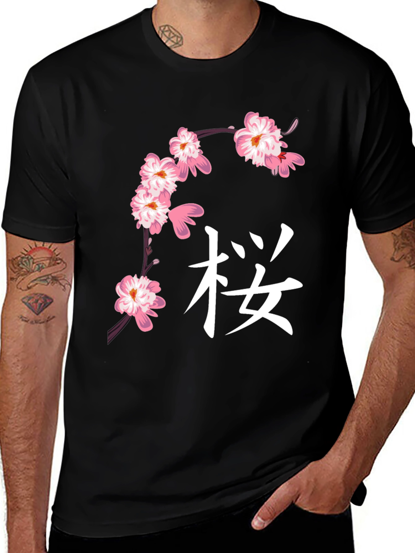 Black Cherry Blossom Graphic T-Shirt