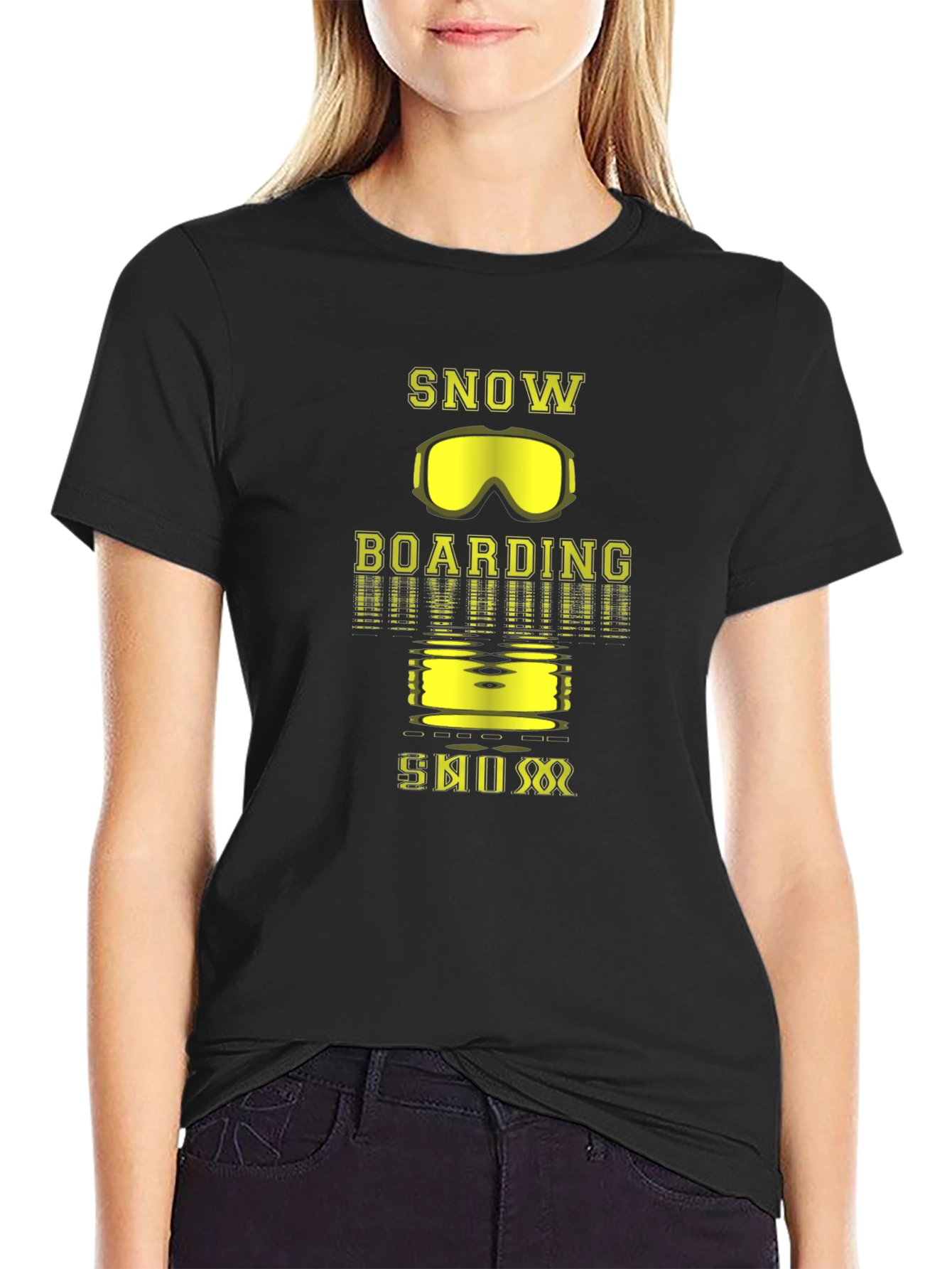 Snowboarding Graphic Tee - Black Cotton T-Shirt