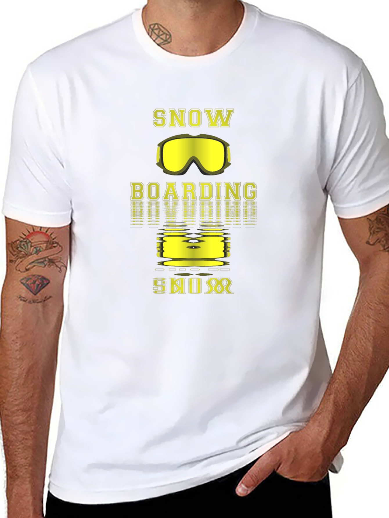 Snowboarding Graphic Tee - Black Cotton T-Shirt