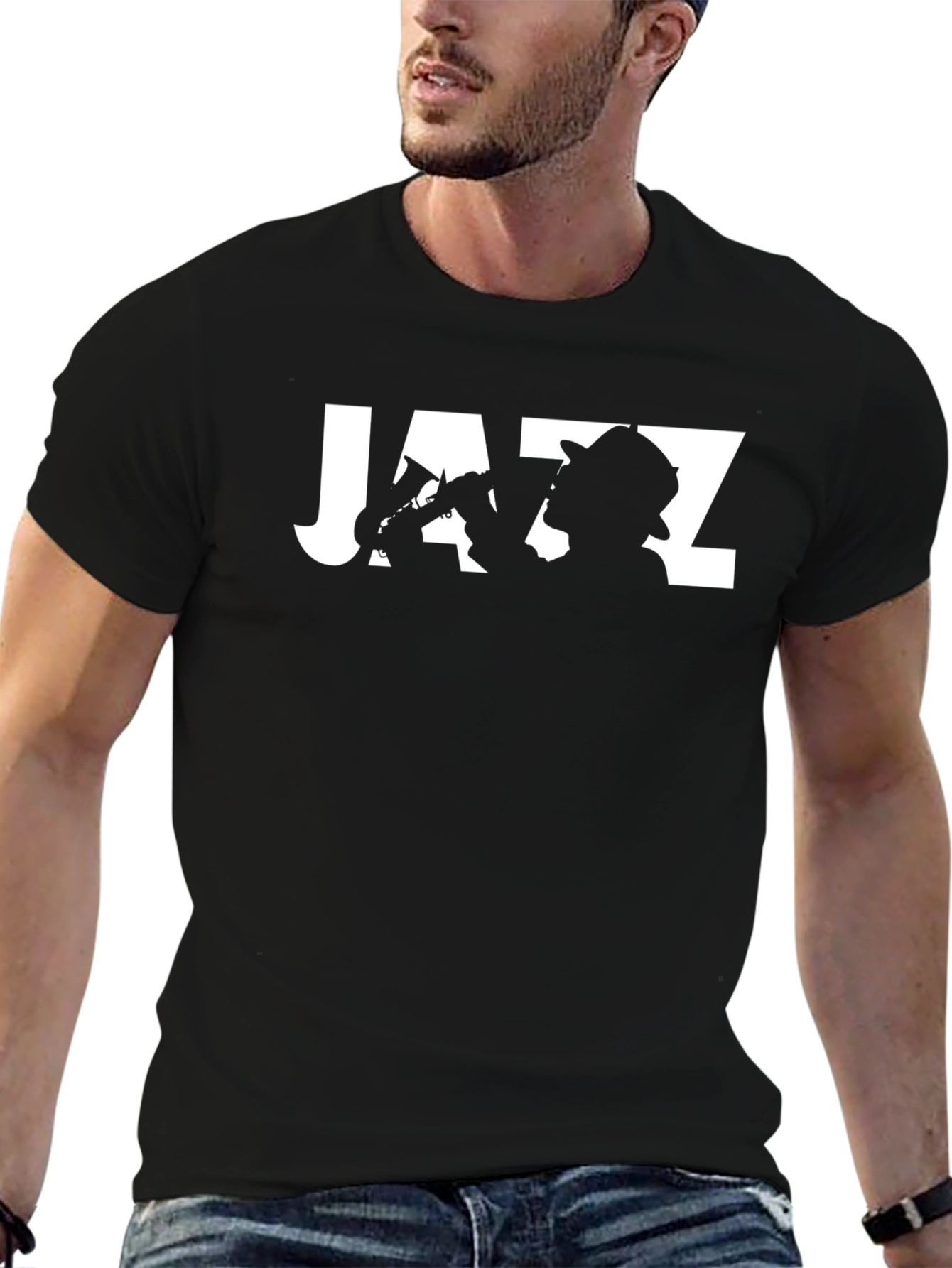 Cool Jazz Musician Graphic Tee - Black