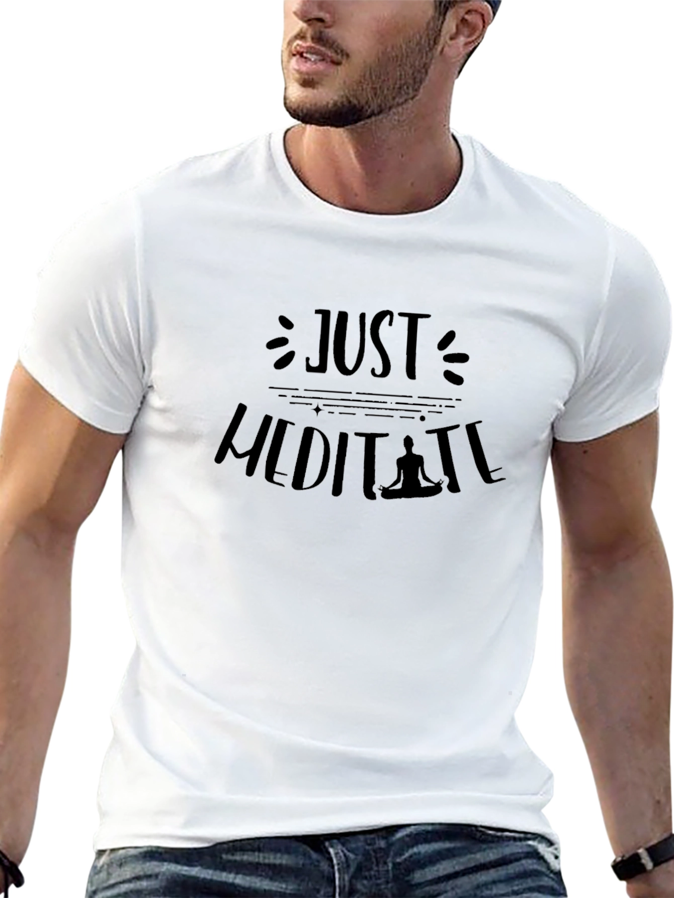 Just Meditate Black Graphic T-Shirt