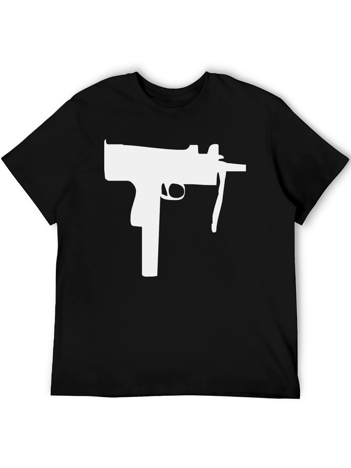 Black T-Shirt with White Gun Graphic