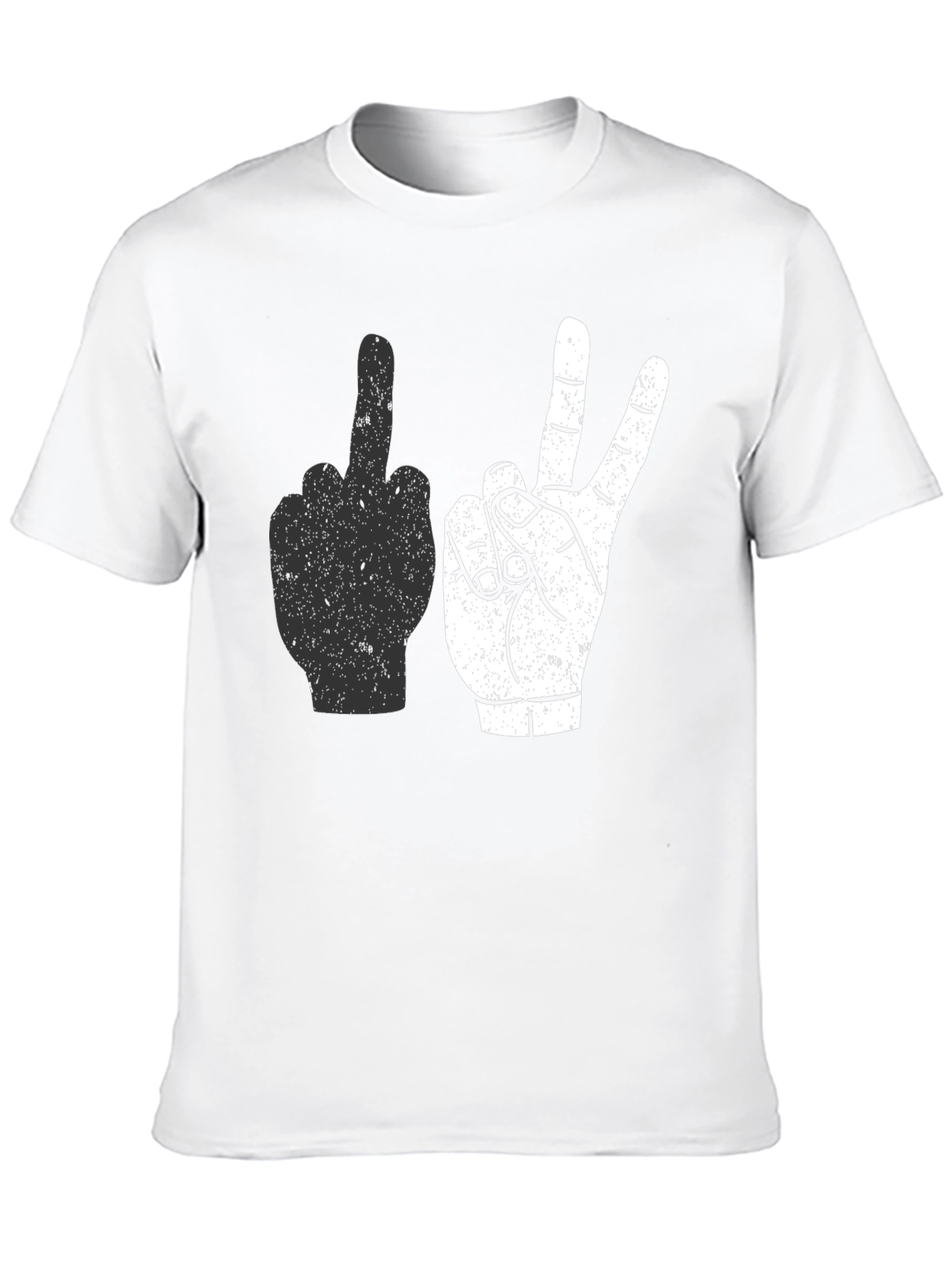 Middle Finger & Peace Sign Graphic Tee - Black