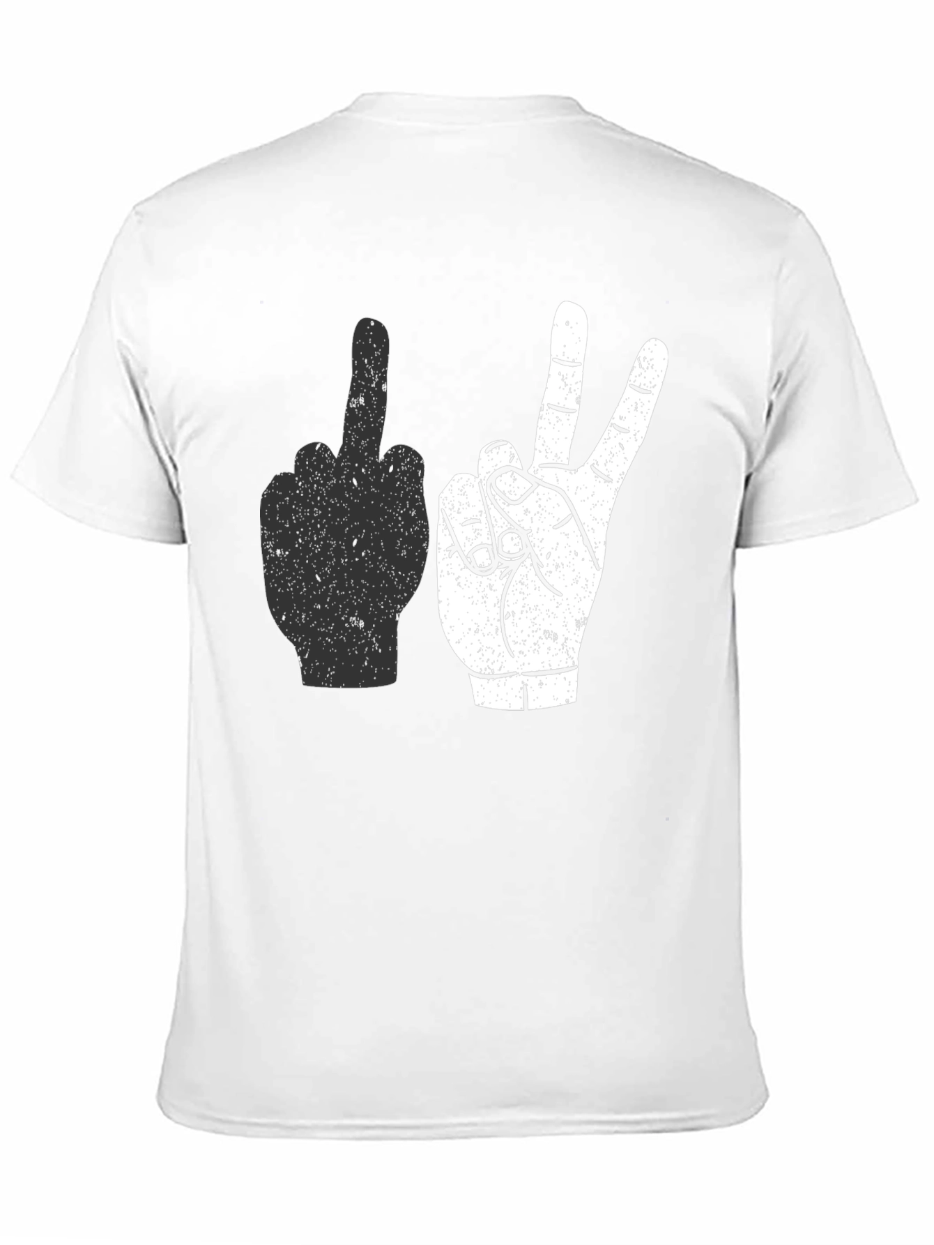 Middle Finger & Peace Sign Graphic Tee - Black