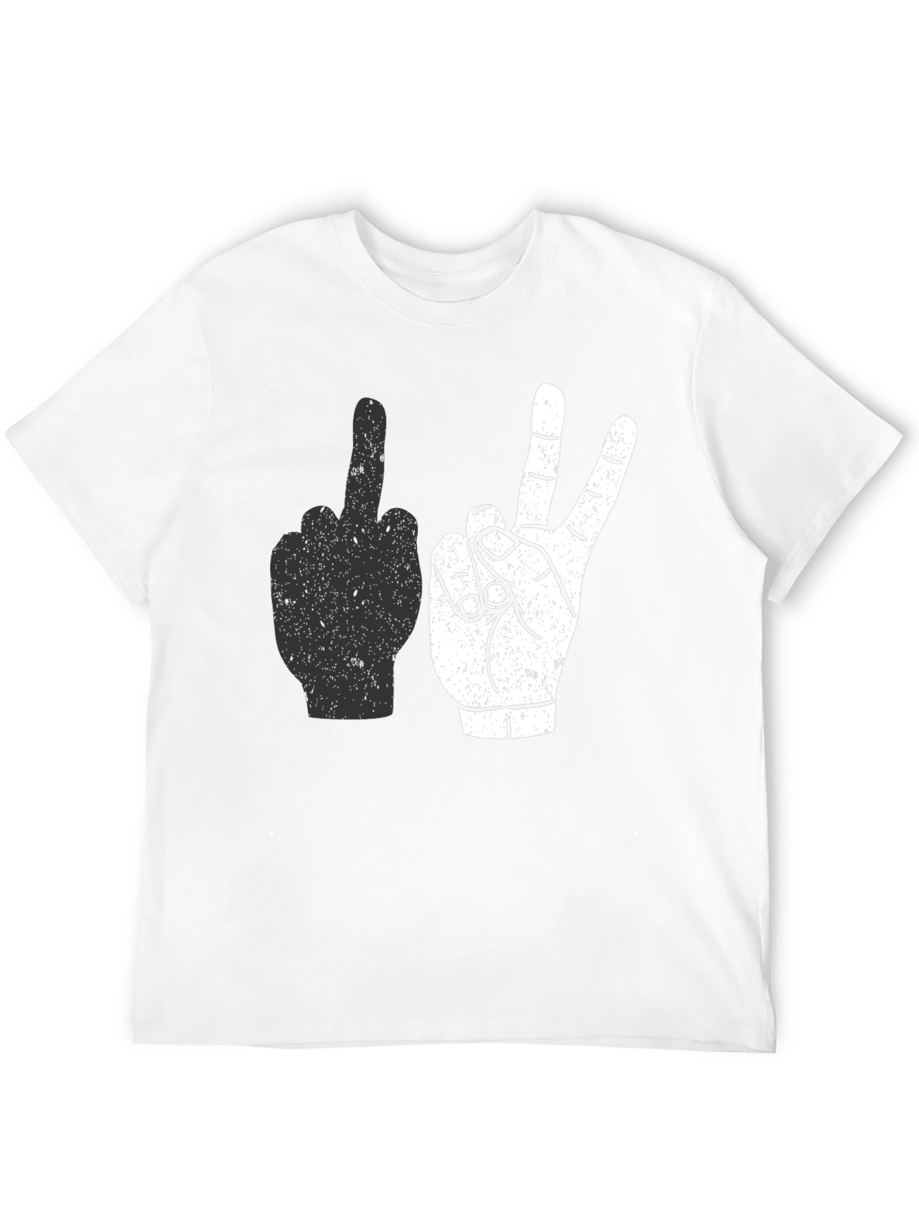 Middle Finger & Peace Sign Graphic Tee - Black