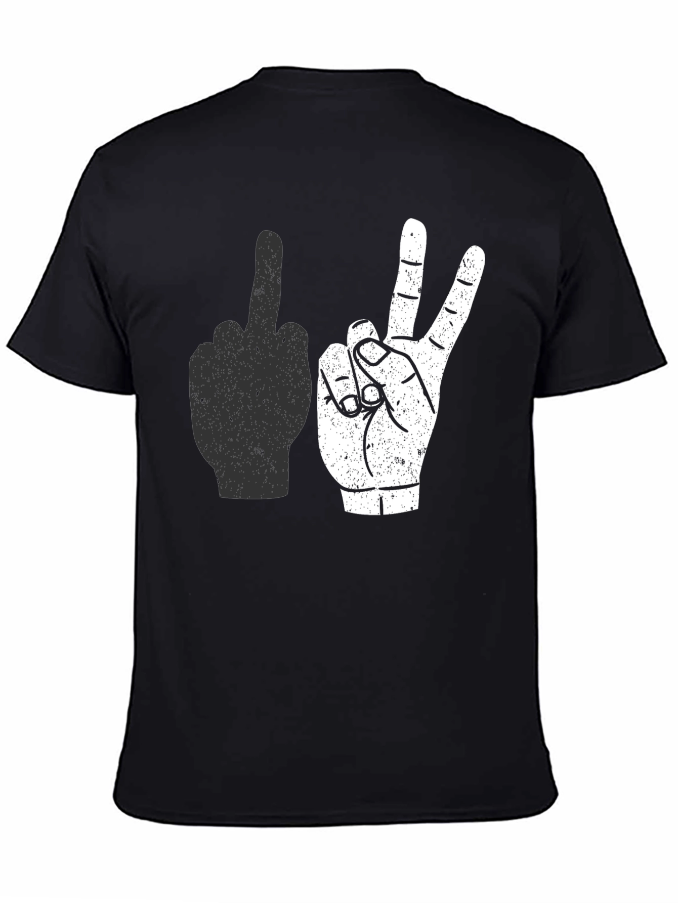 Middle Finger & Peace Sign Graphic Tee - Black