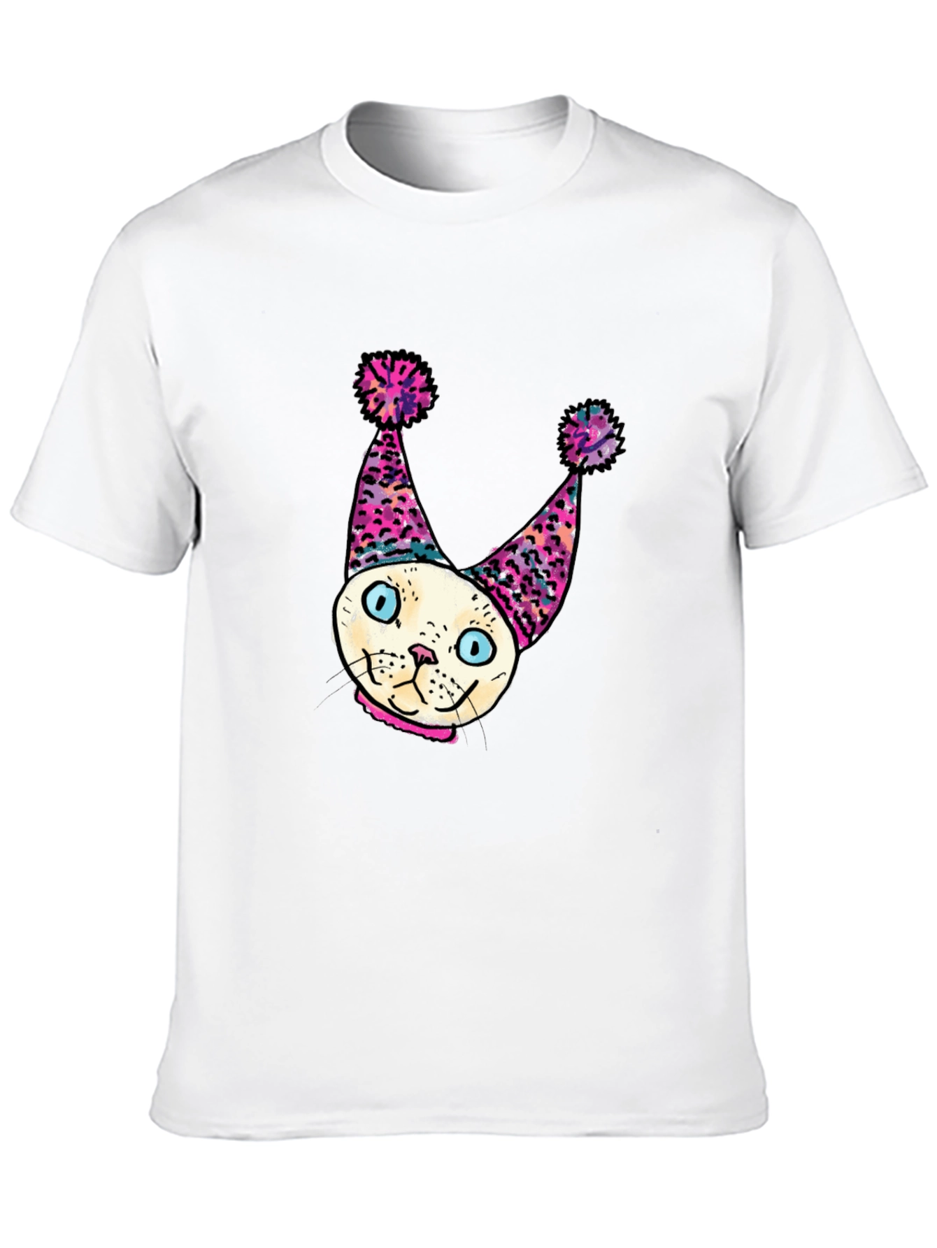 Whimsical Cat Clown T-Shirt - Unique Graphic Tee