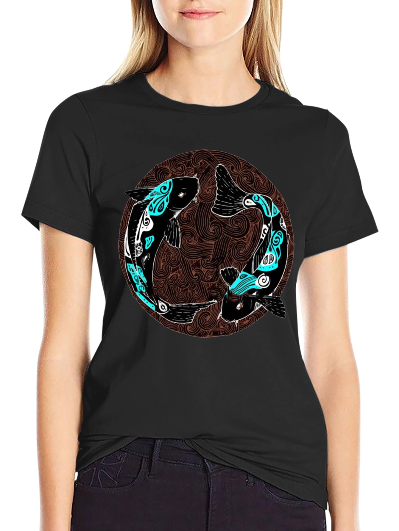 Yin Yang Koi Fish Graphic T-Shirt