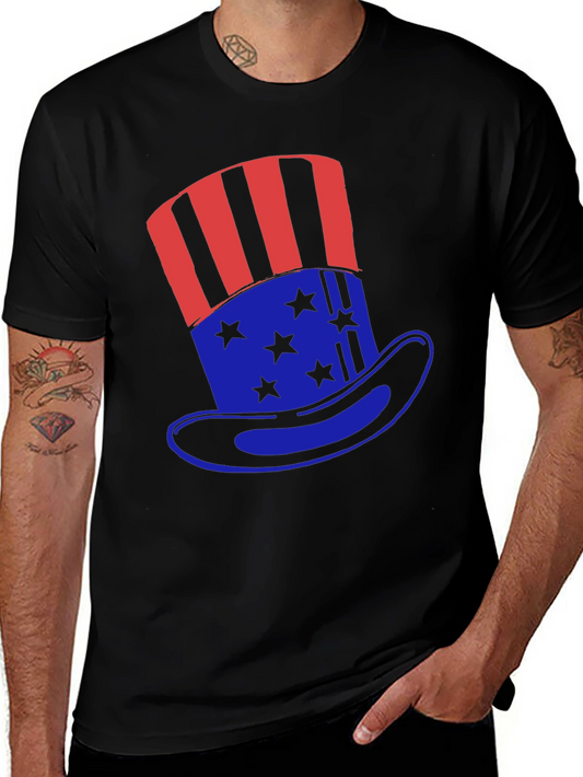 Patriotic Uncle Sam Hat Graphic T-Shirt