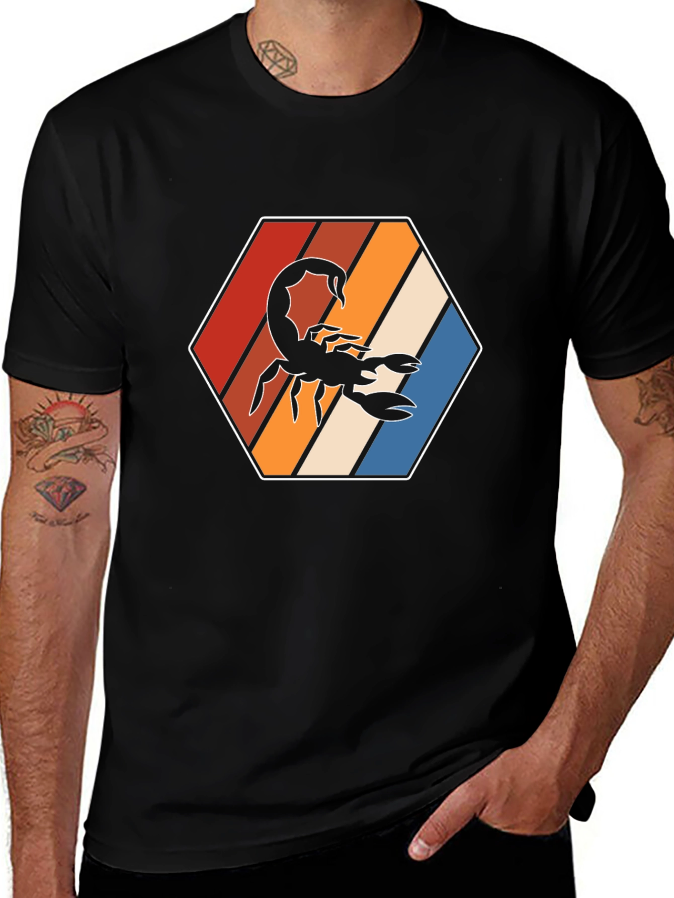 Retro Scorpion Graphic T-Shirt - Black