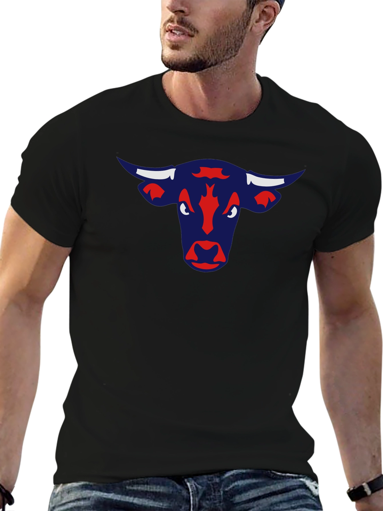 Bull Graphic Tee - Classic Black Cotton T-Shirt