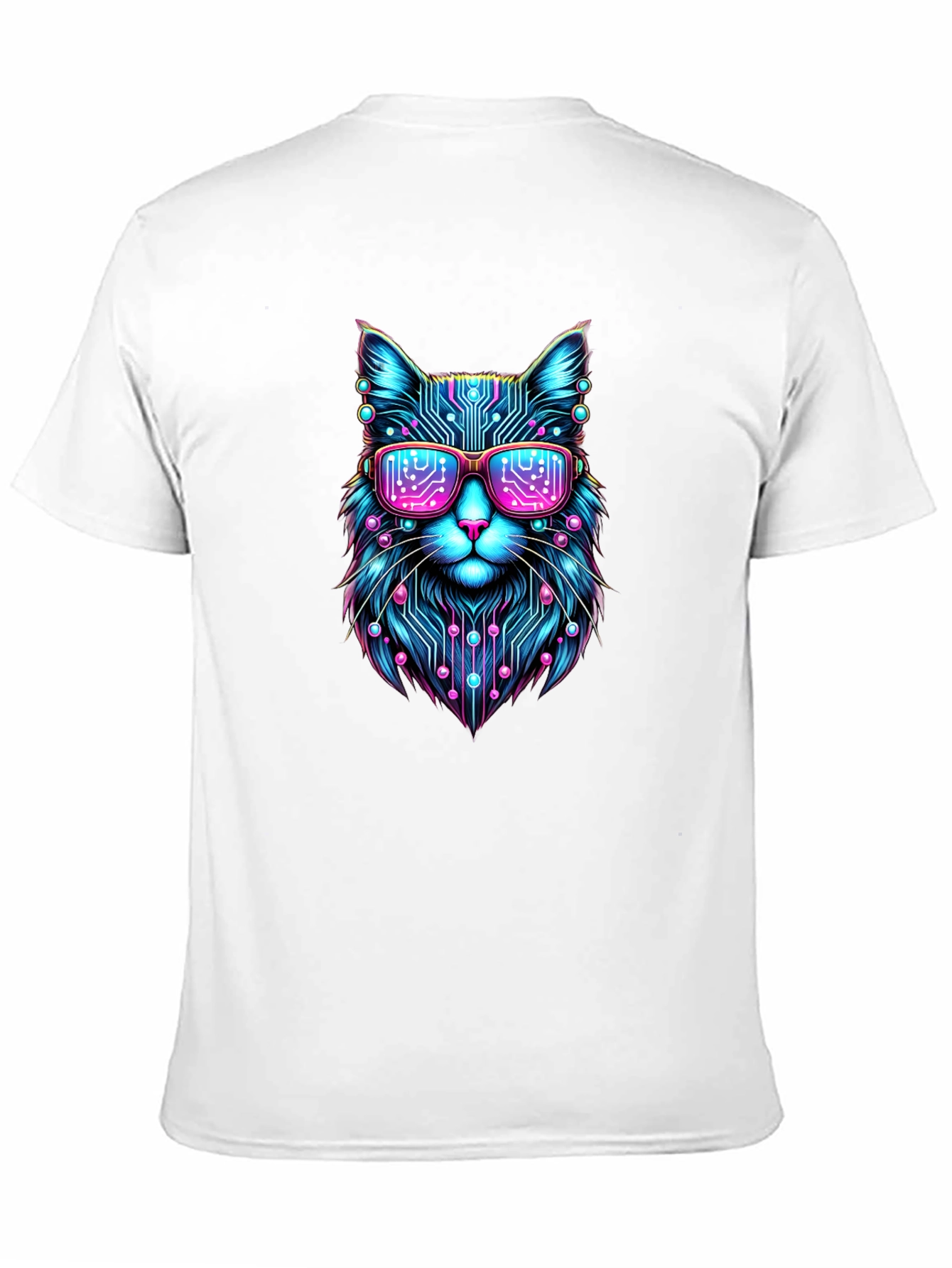 Cyberpunk Cat T-Shirt Futuristic Neon Kitty Tee