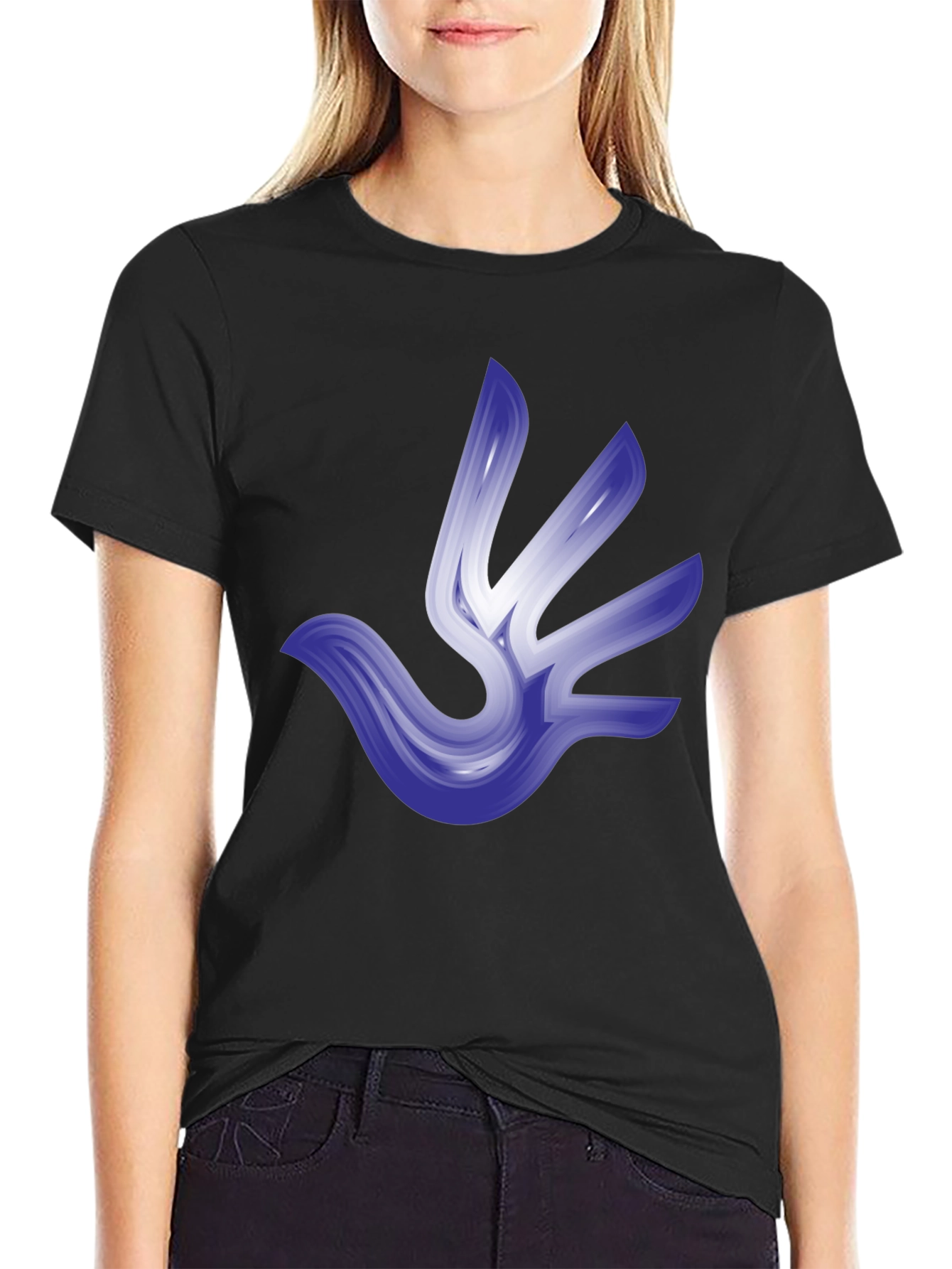 Abstract Bird Graphic Tee - Stylish Black T-Shirt