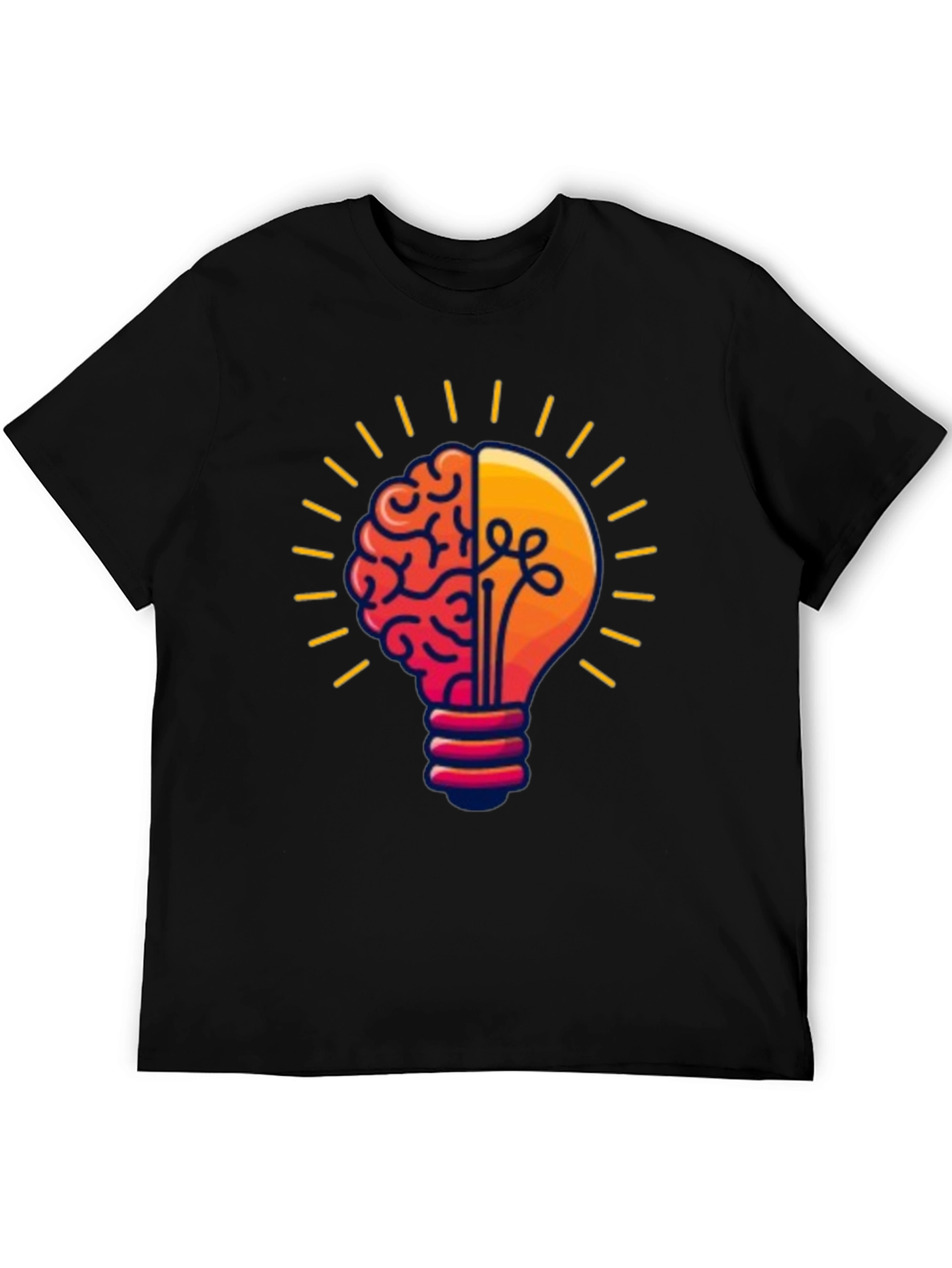 Brain Power Lightbulb Graphic Tee - Black