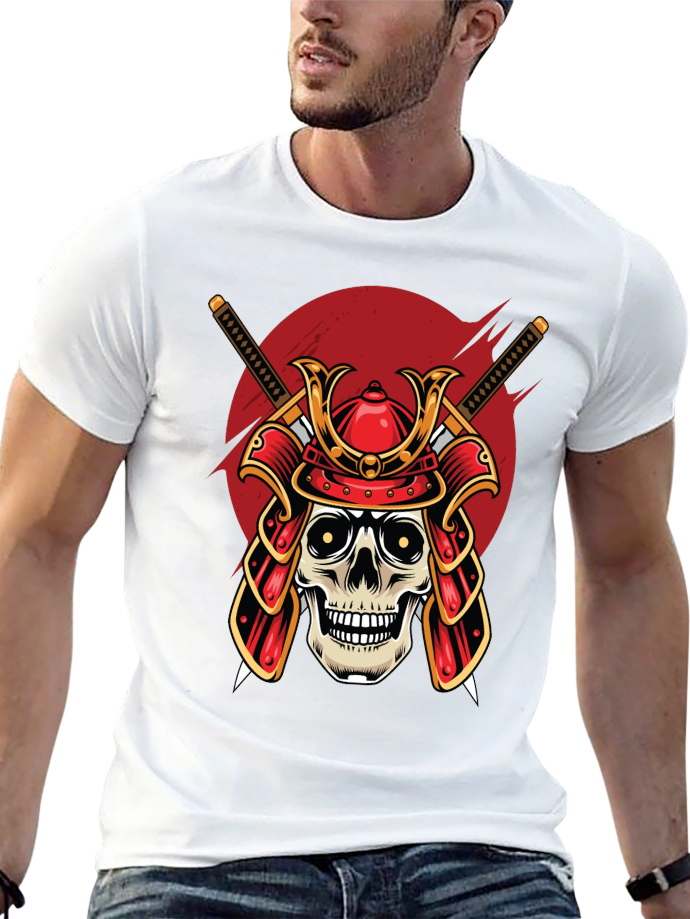Samurai Skull Graphic T-Shirt