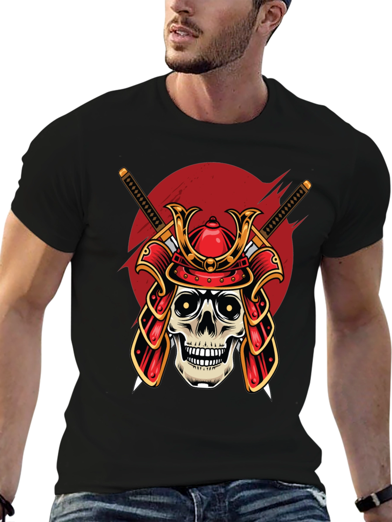 Samurai Skull Graphic T-Shirt