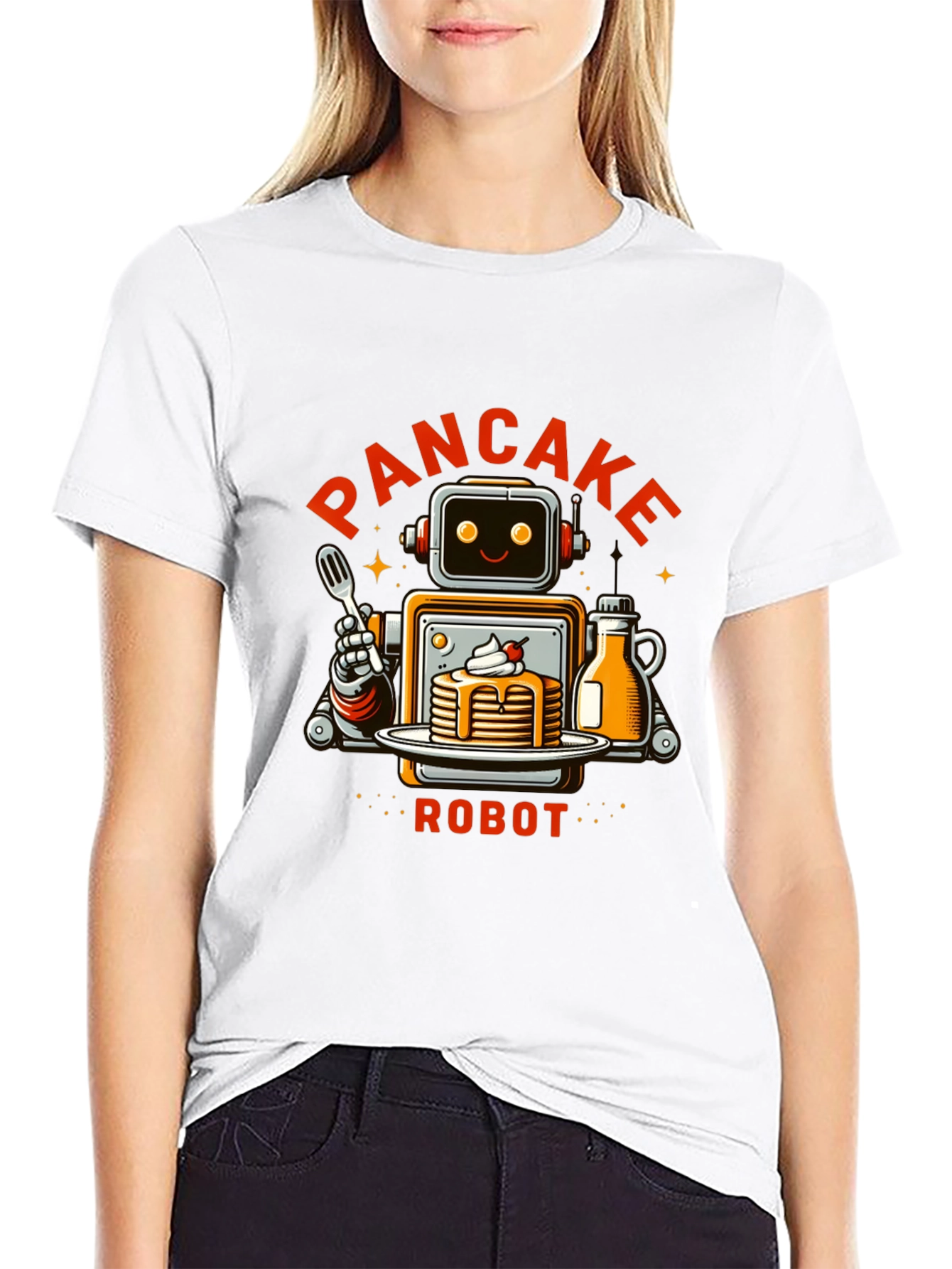 Pancake Robot T-Shirt - Funny Breakfast Graphic Tee