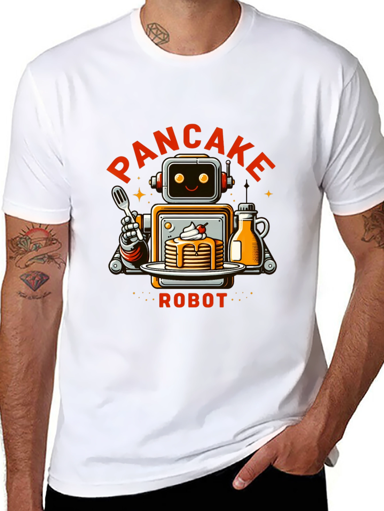 Pancake Robot T-Shirt - Funny Breakfast Graphic Tee