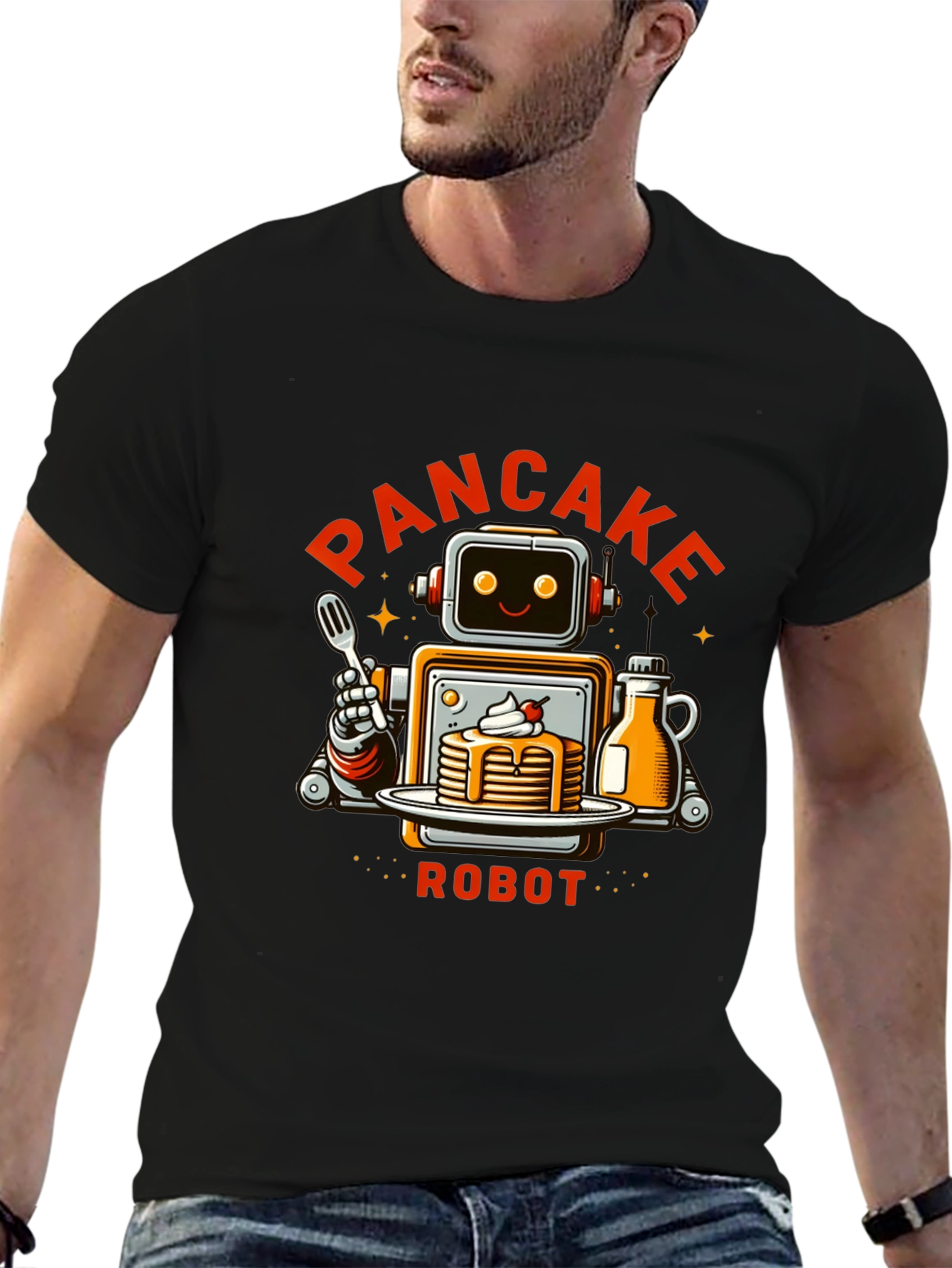 Pancake Robot T-Shirt - Funny Breakfast Graphic Tee