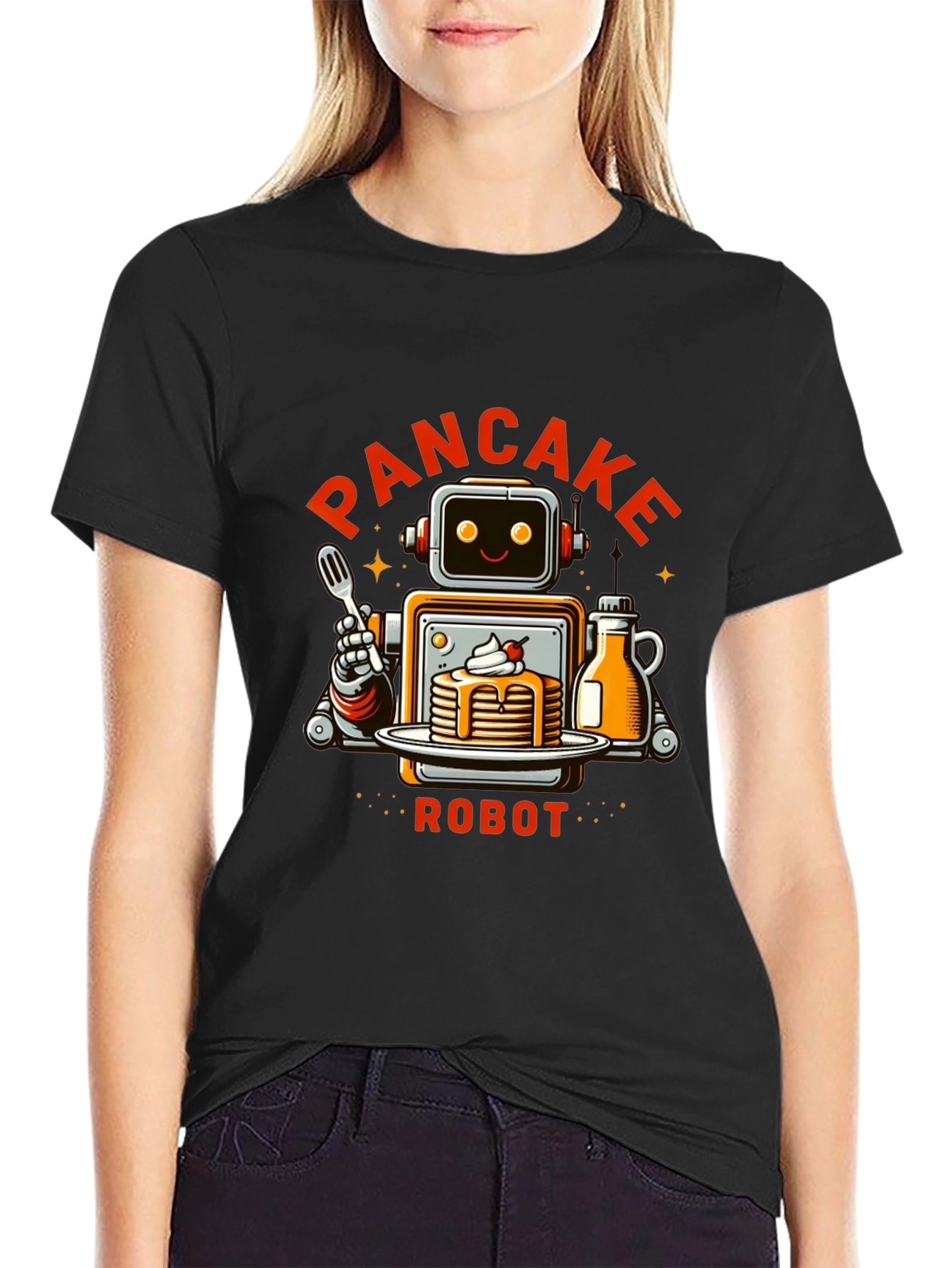 Pancake Robot T-Shirt - Funny Breakfast Graphic Tee