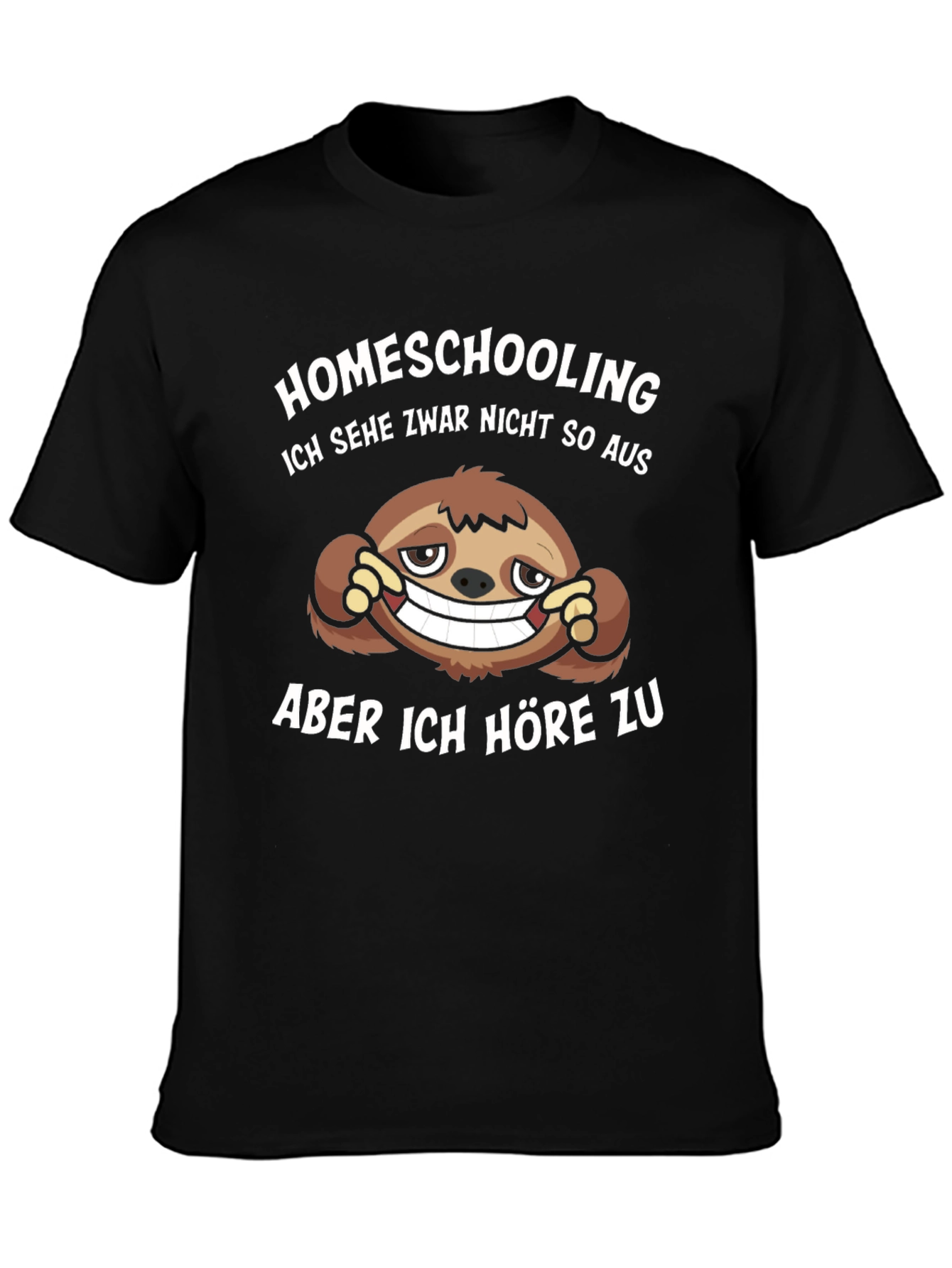 Homeschooling Sloth Graphic Tee - Black