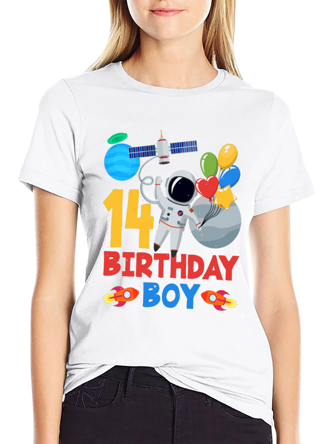 14th Birthday Boy Space T-Shirt