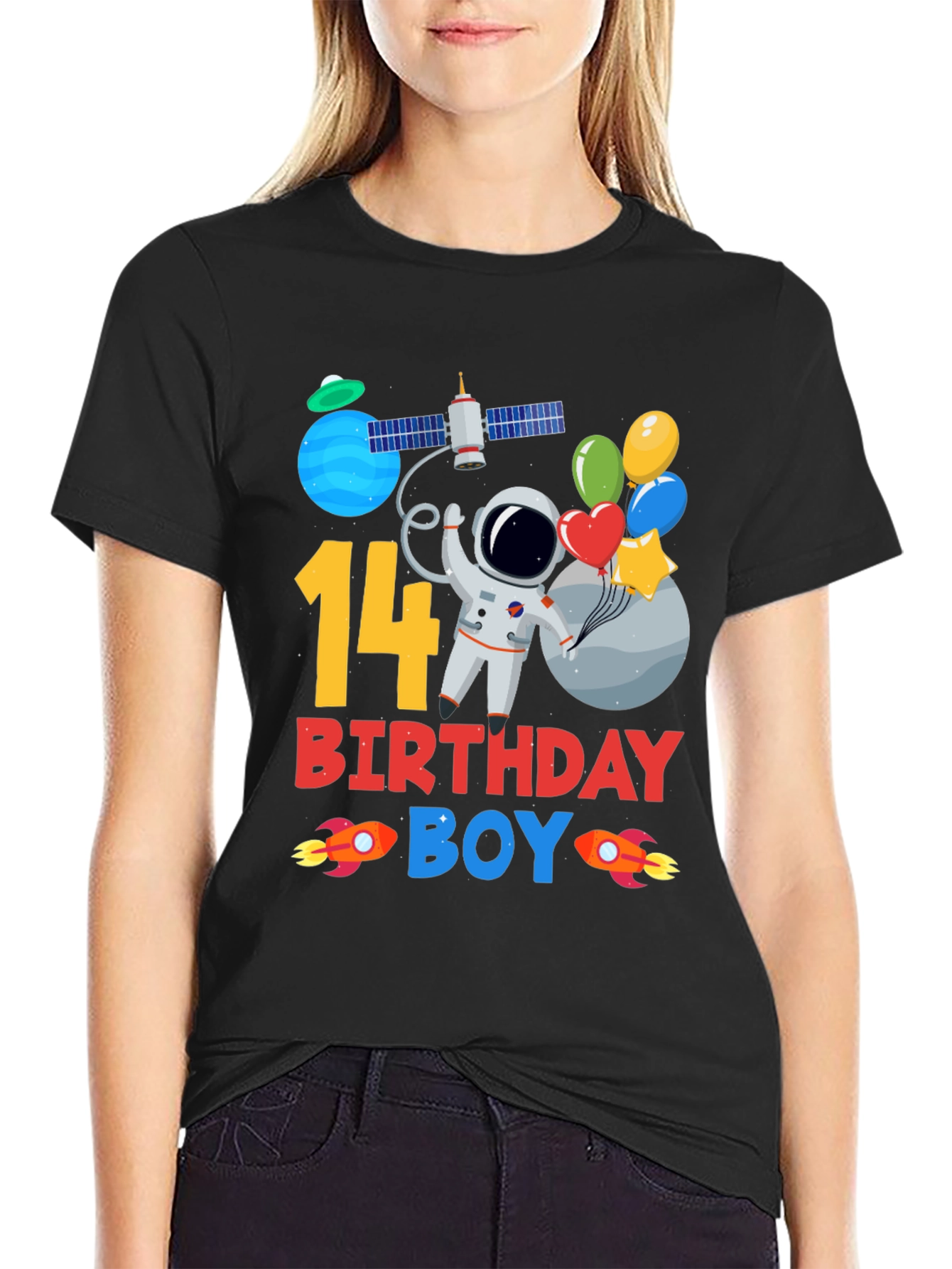 14th Birthday Boy Space T-Shirt