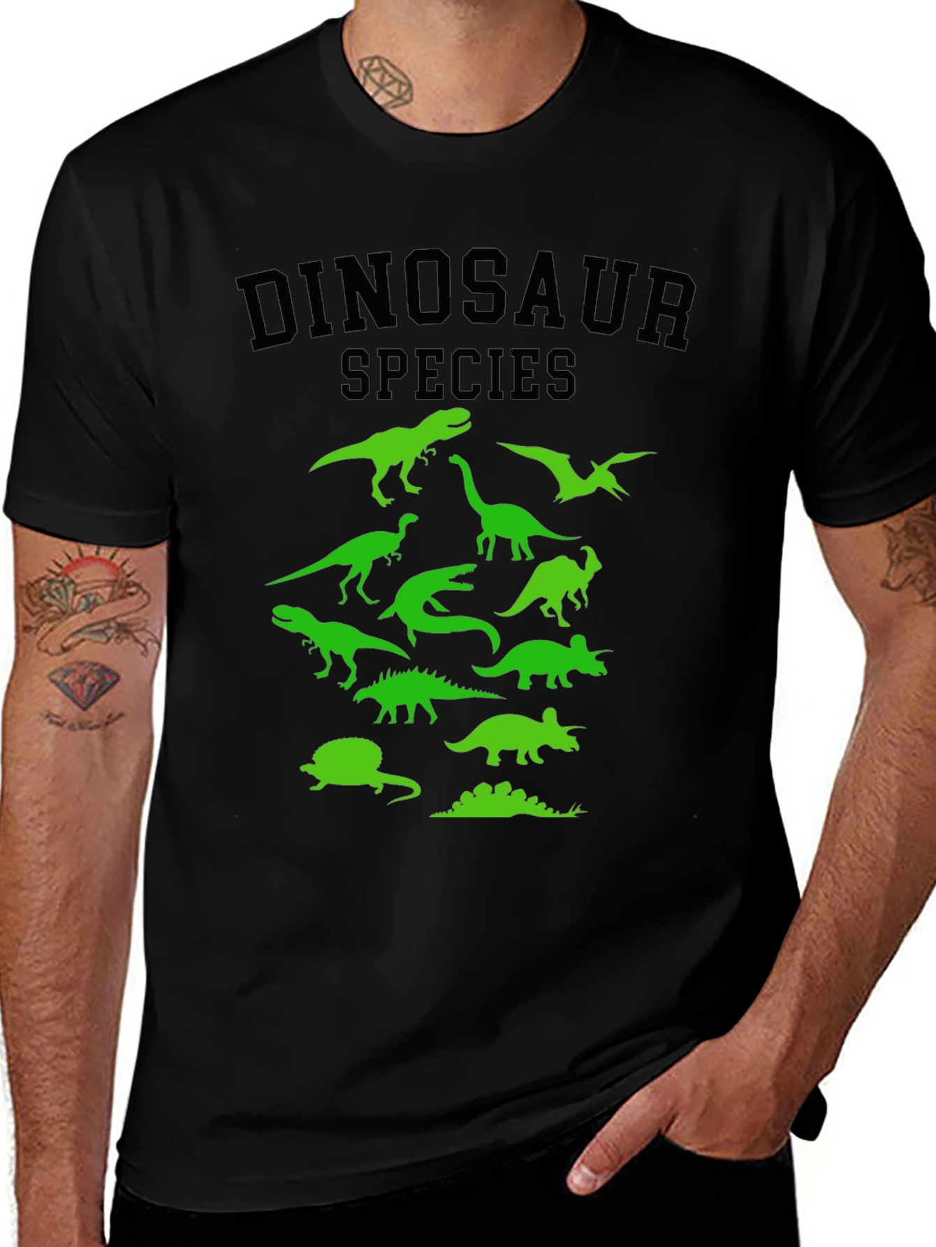 Dinosaur Species Graphic Tee - Black T-Shirt