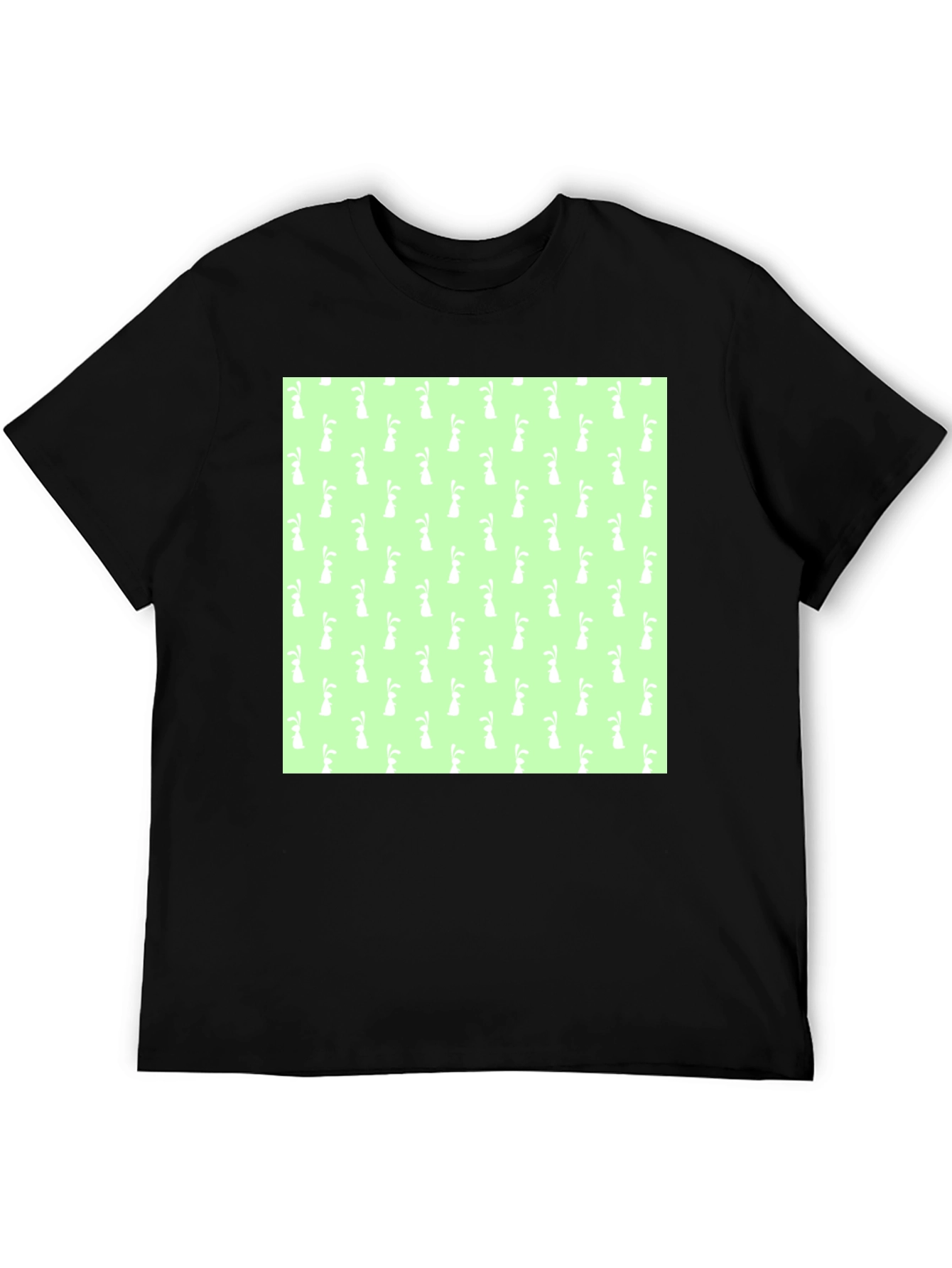 Easter Bunny Pattern Black T-Shirt