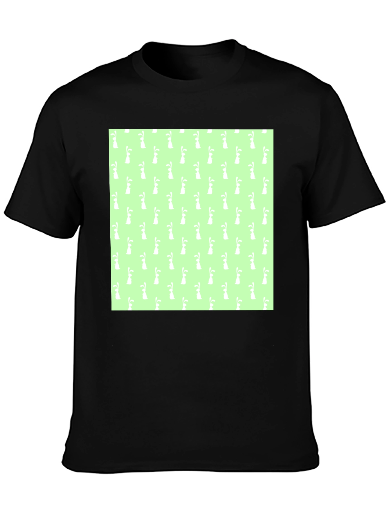 Easter Bunny Pattern Black T-Shirt