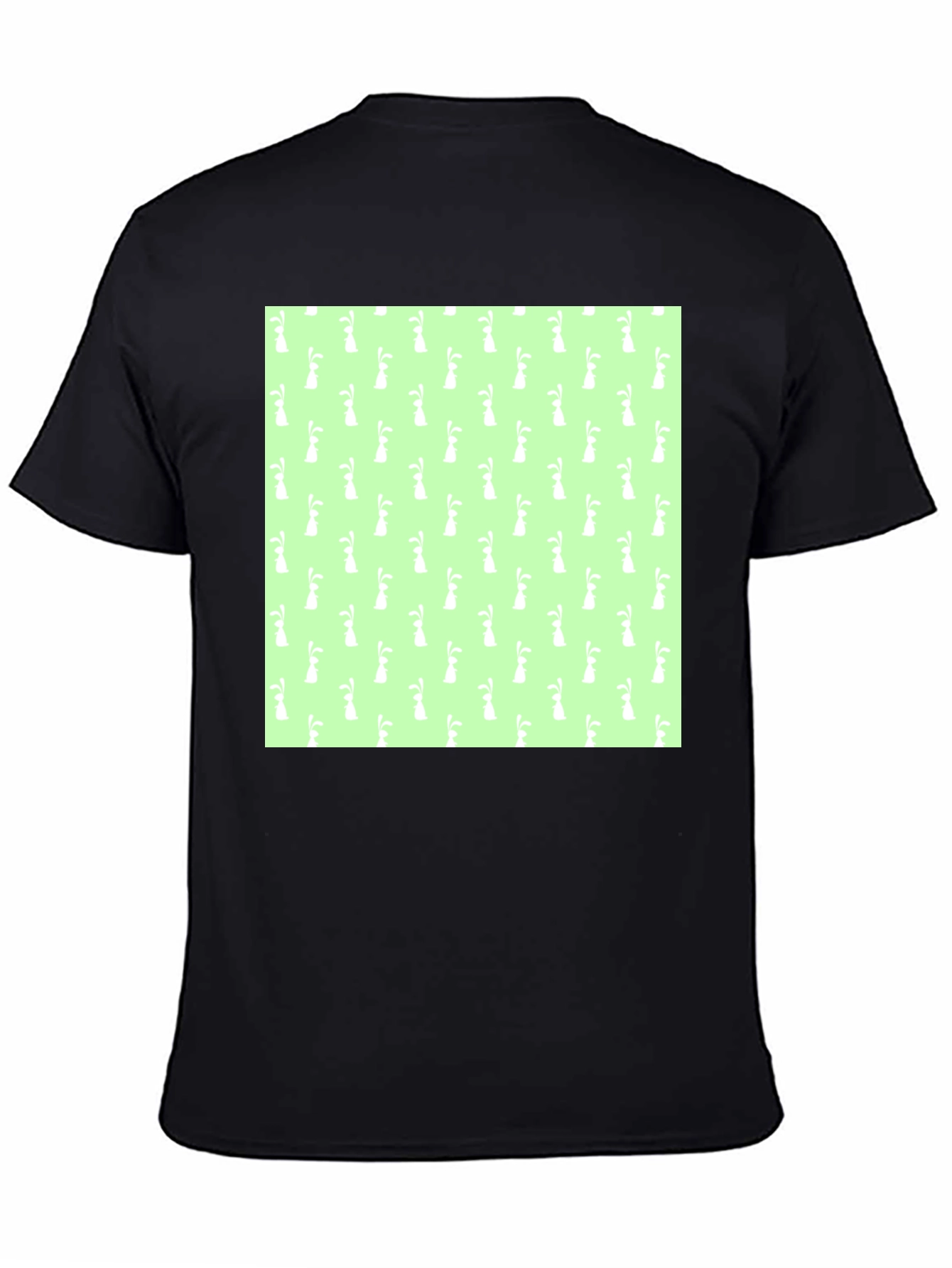 Easter Bunny Pattern Black T-Shirt