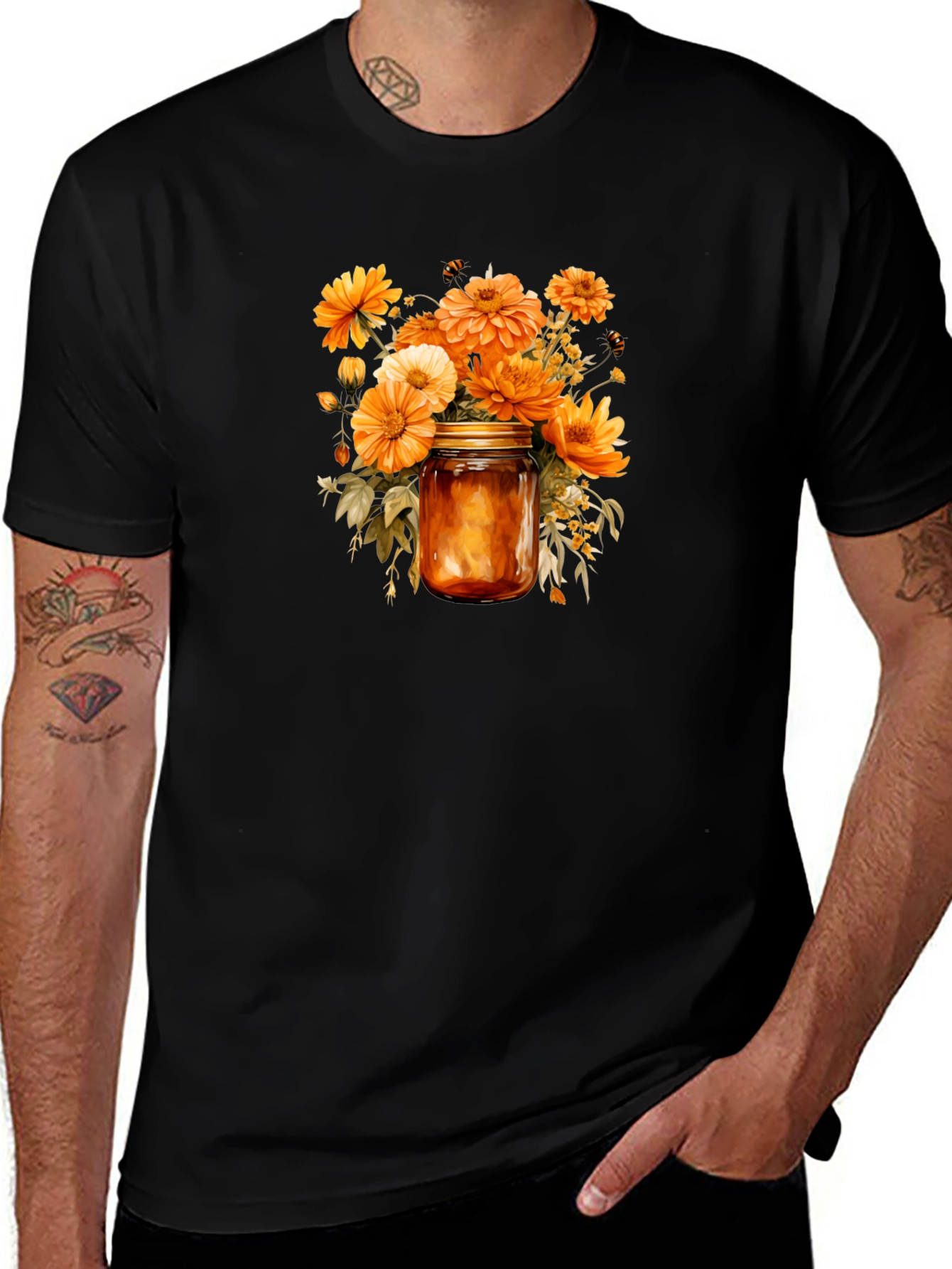Floral Jar Graphic Tee - Stylish Comfort