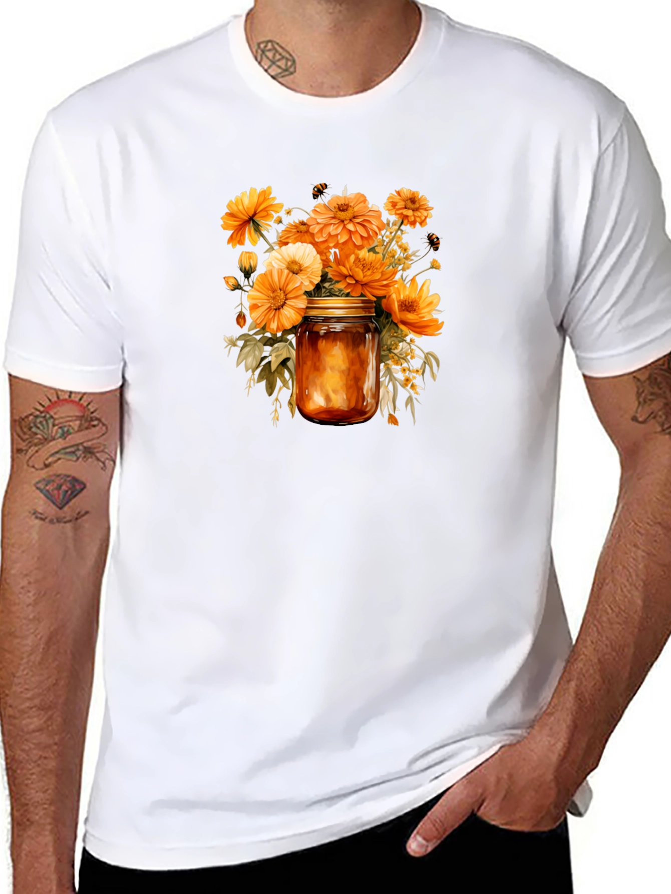 Floral Jar Graphic Tee - Stylish Comfort