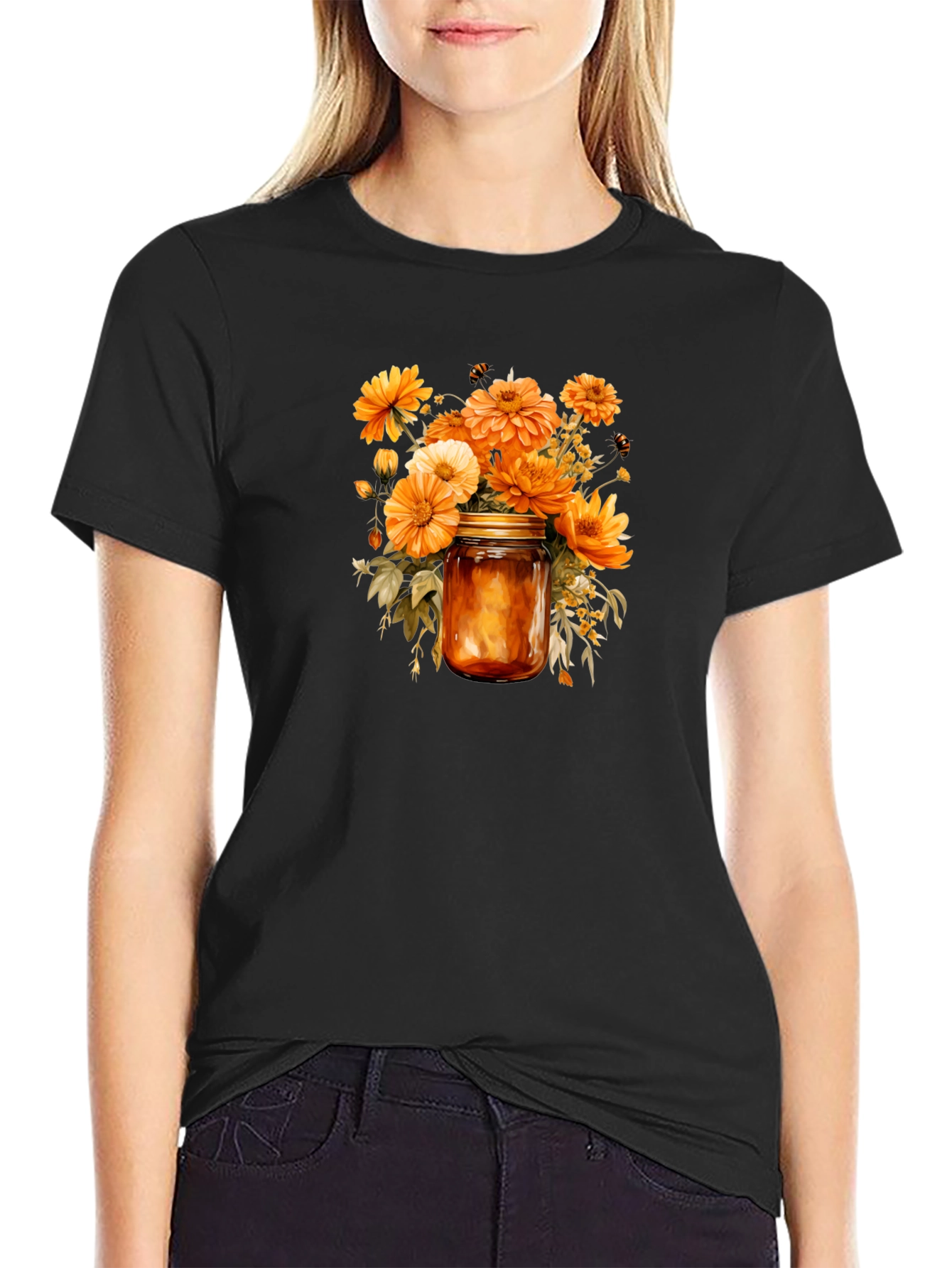 Floral Jar Graphic Tee - Stylish Comfort
